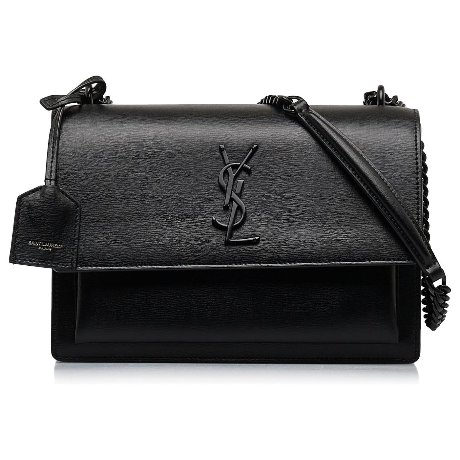 Saint Laurent Black Medium Sunset Shoulder Bag Leather Pony