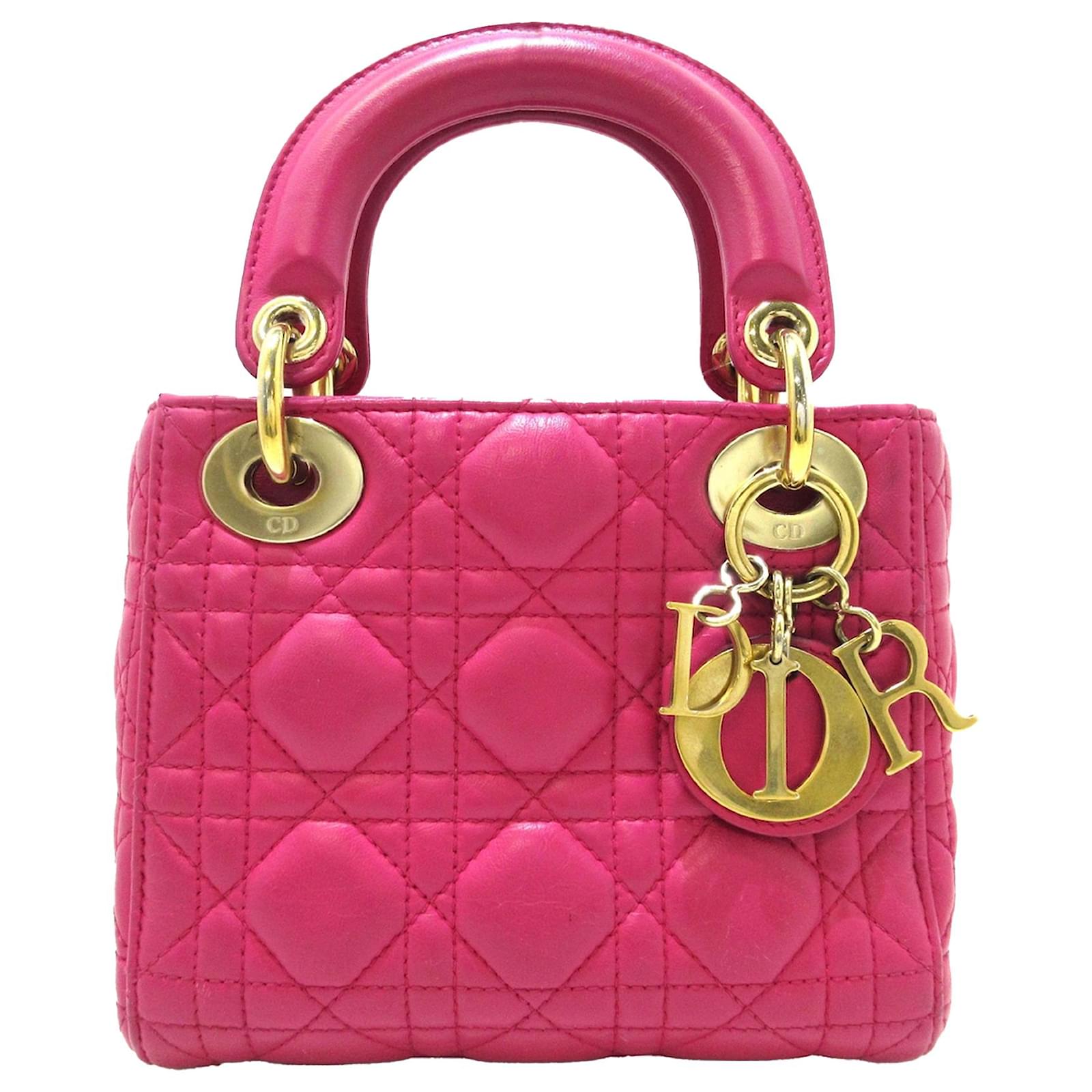 Dior Pink Mini Lambskin Cannage Lady Dior Leather Ref 1069610 Joli Closet