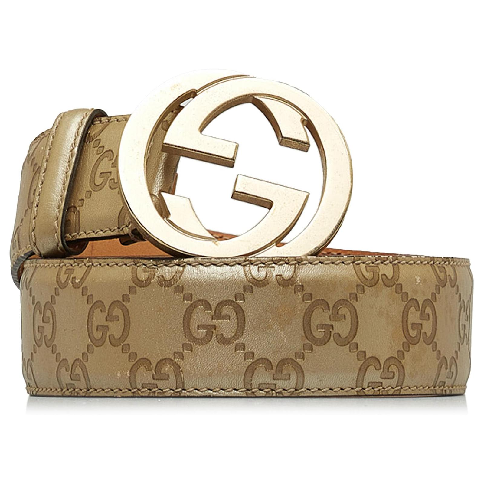 Gucci Gold Guccissima Interlocking G Belt Golden Leather Pony Style