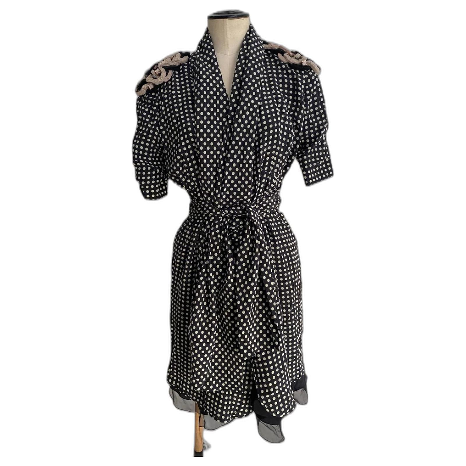 Valentino silk wrap dress Black White ref.1070005 Joli Closet