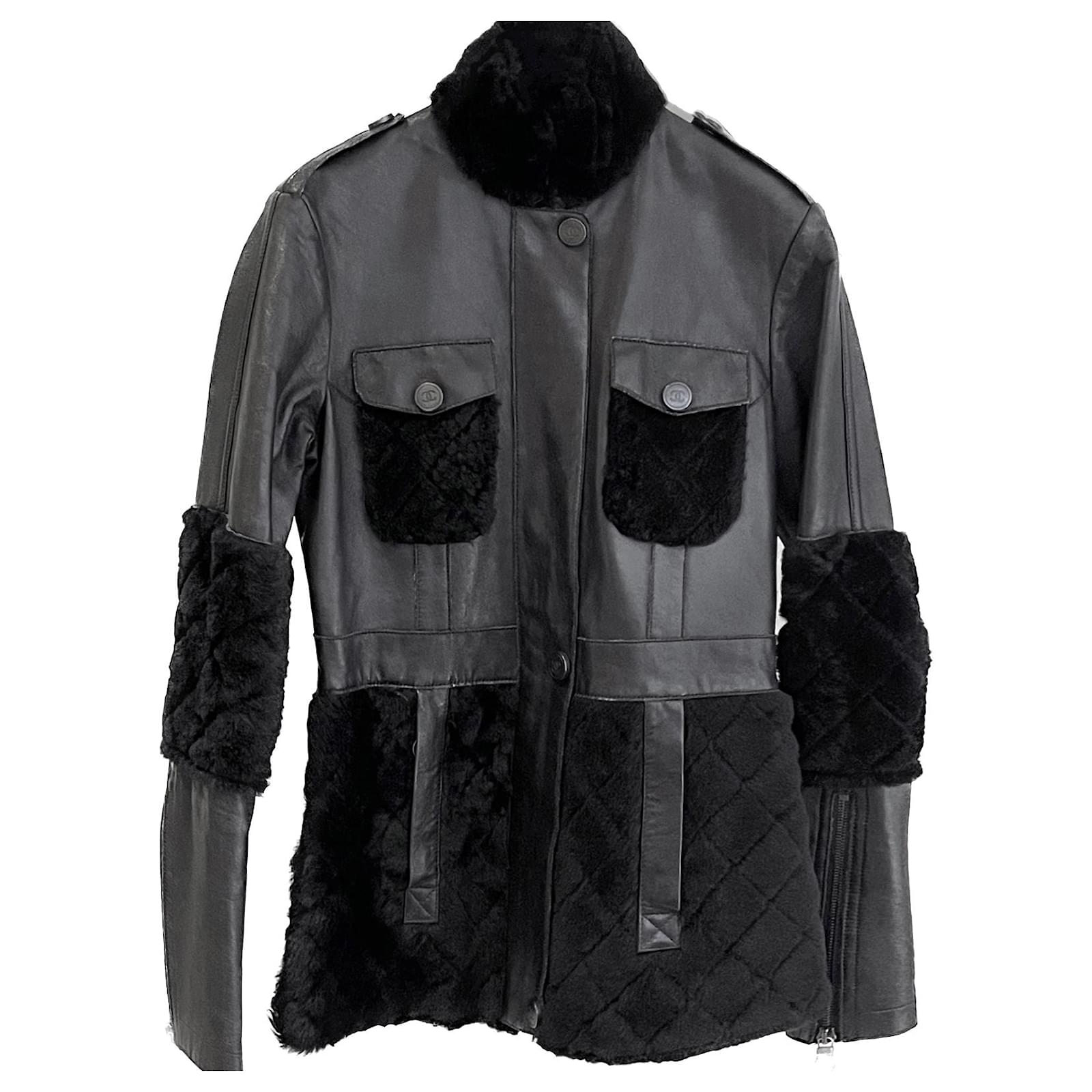Chanel Lambskin leather jacket Black Wool ref.1070516 - Joli Closet