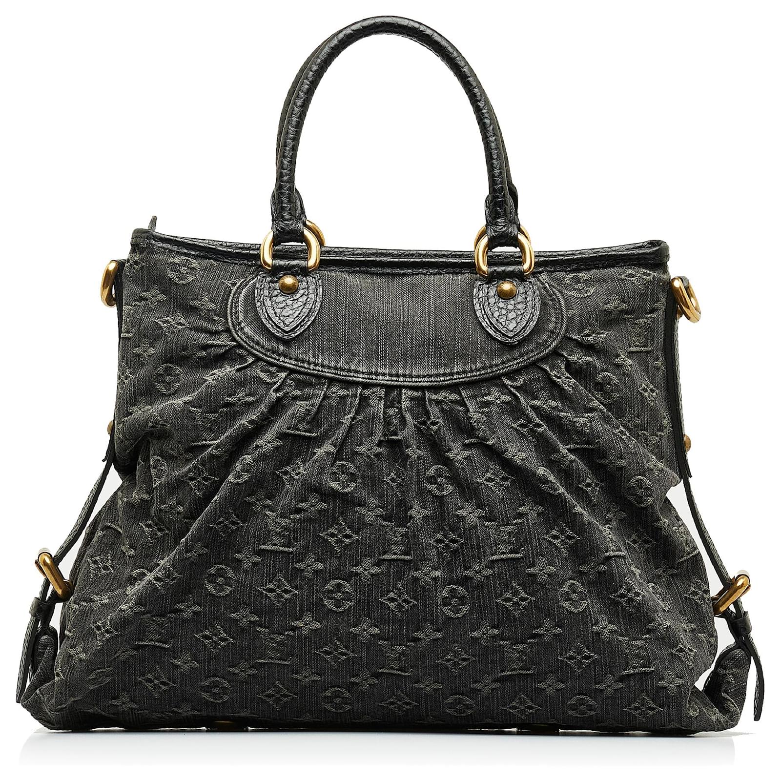 Louis Vuitton Black Monogram Denim Neo Cabby GM Leather Pony-style calfskin Cloth ref.1070567 ...