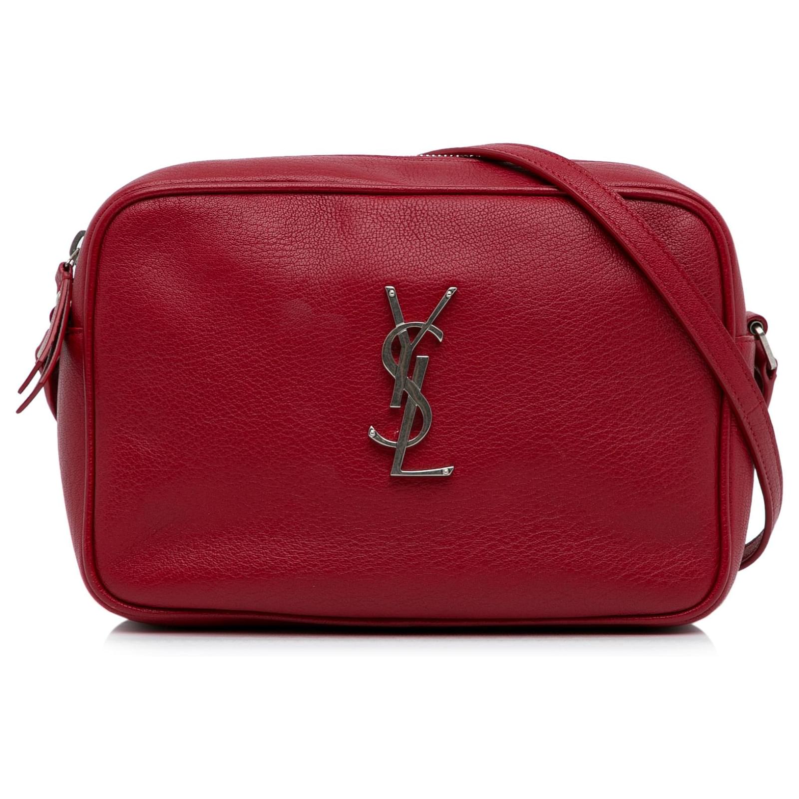 Saint Laurent Red Leather Lou Camera Bag Ponystyle calfskin ref