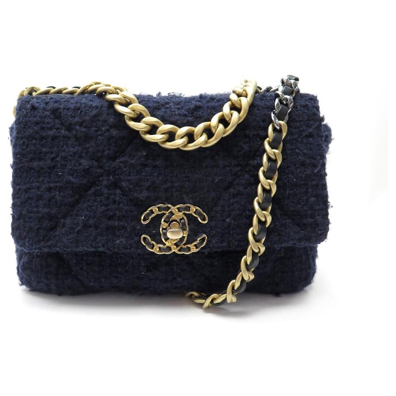 CHANEL, Bags, Tweed Chanel Handbag Navy