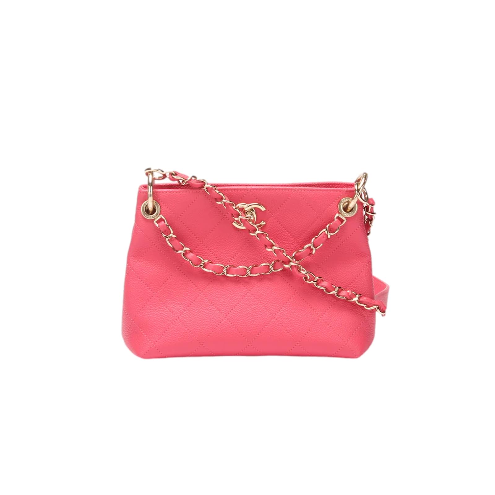 Chanel CC Quilted Caviar Shoulder Bag Pink Leather ref.1071839