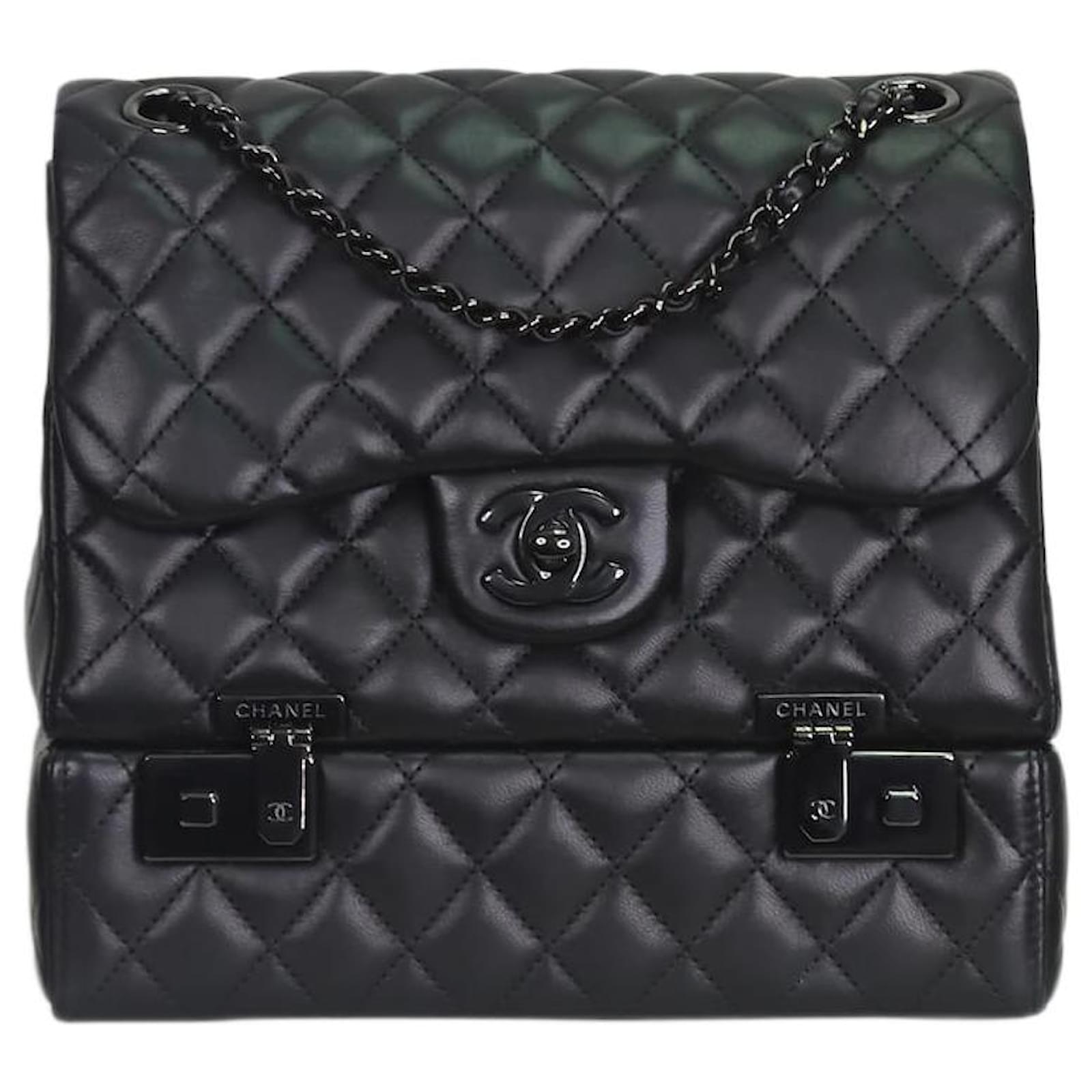 Chanel pre-owned black 2016-2017 lambskin Cockpit Flap Bag
