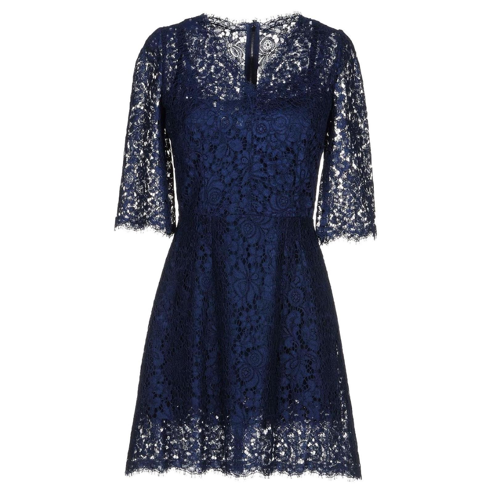 Dolce & Gabbana Robe courte en dentelle bleu marine ref.1072634 - Joli Closet