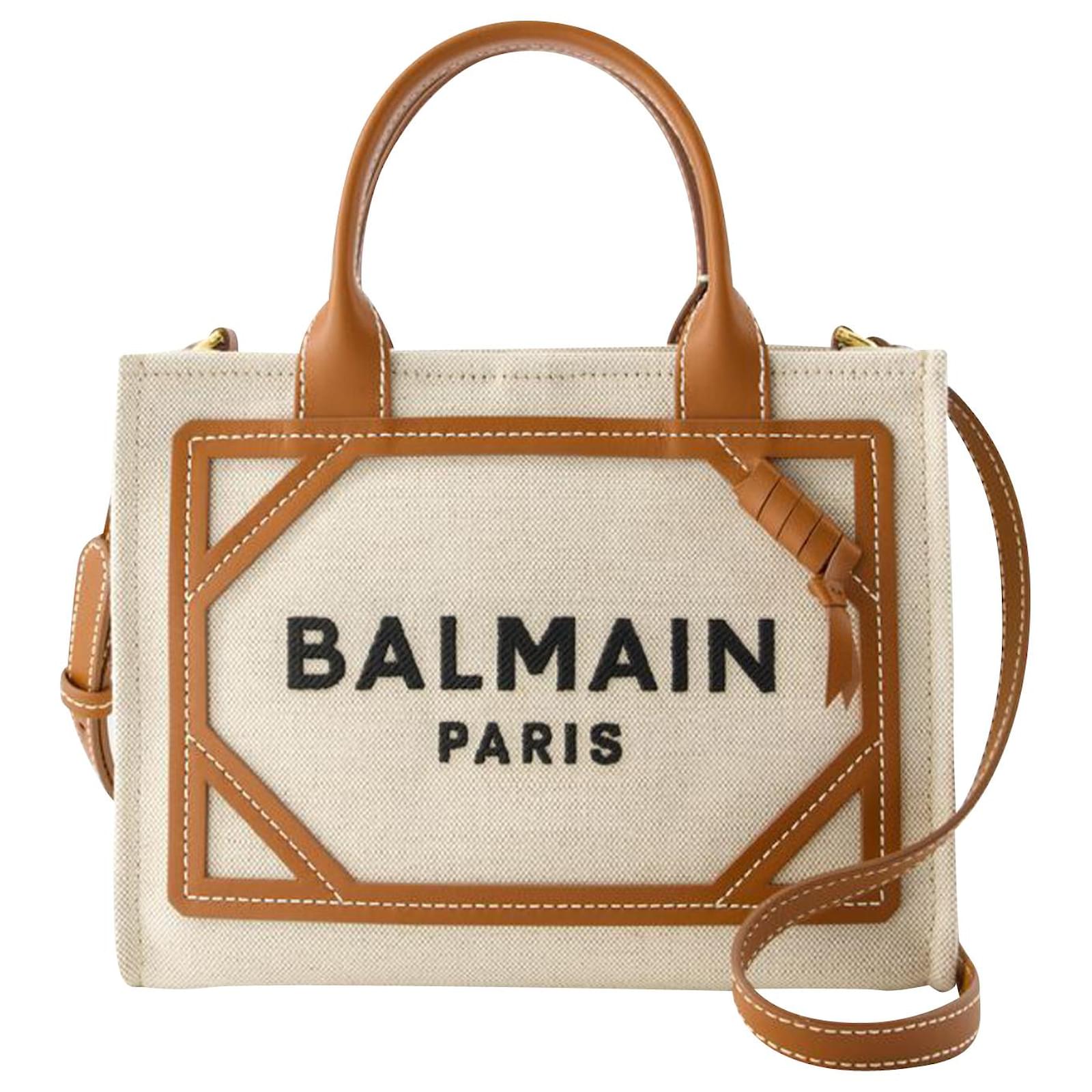 B-Army Kleine Shopper-Tasche – Balmain – Canvas – Beige Braun