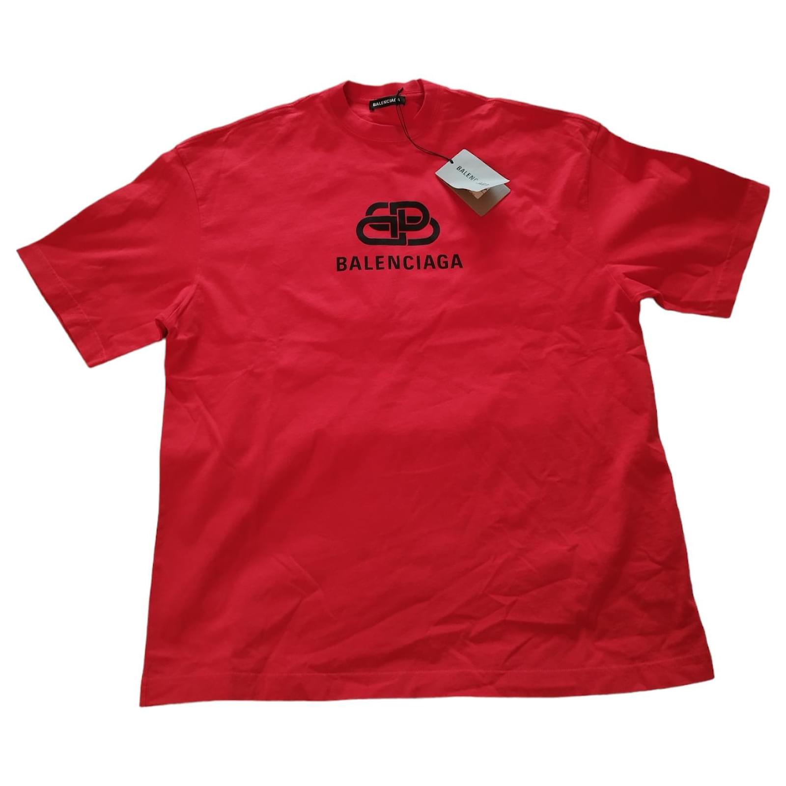 Balenciaga red cotton T-shirt with BB logo ref.1074213 Balenciaga red cotton T-shirt with BB logo ref.1074213