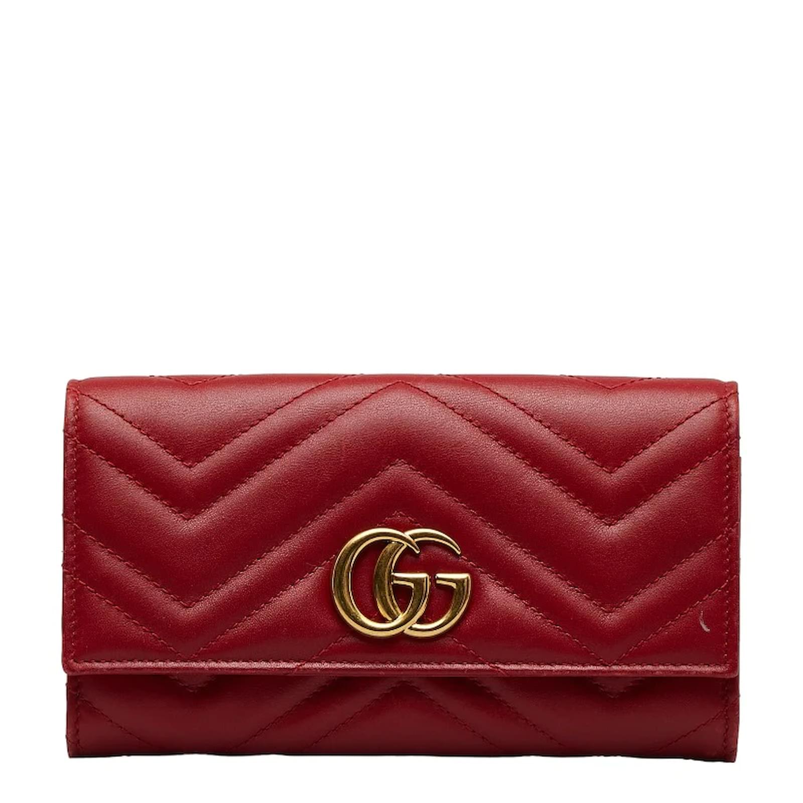 Gucci Cartera continental GG Marmont 443436 Roja Cuero ref.1075218 - Joli  Closet