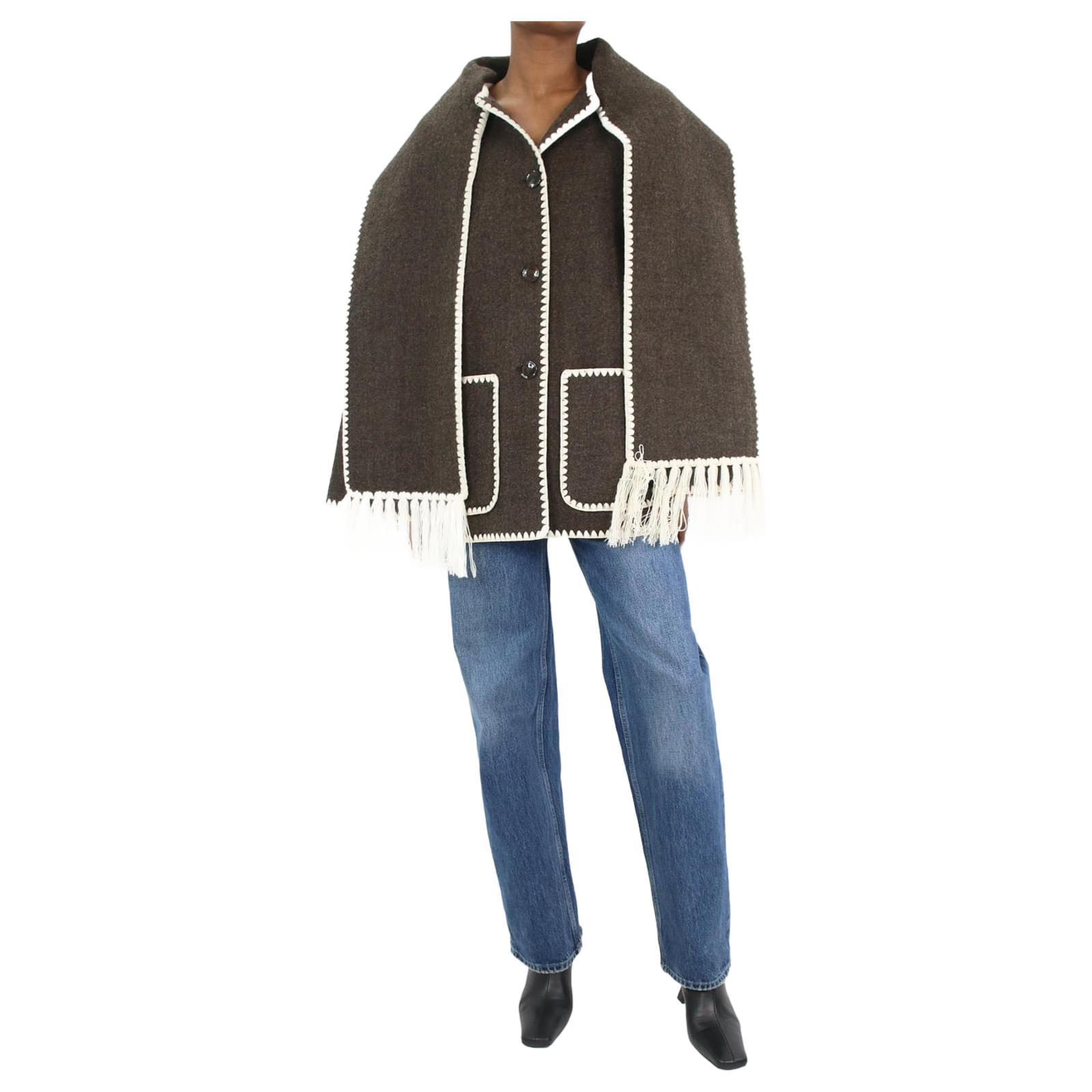 ジャケット TOTEME EMBROIDERED SCARF JACKET CHOCOLATE MELANGE Embroidered scarf jacket chocolate melange – TOTEME