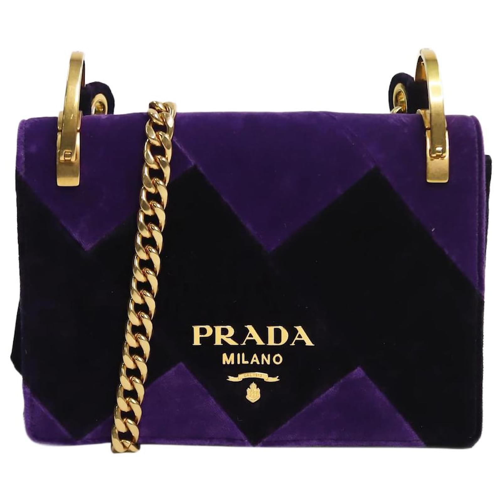 Purple Cahier velvet zig zag shoulder bag