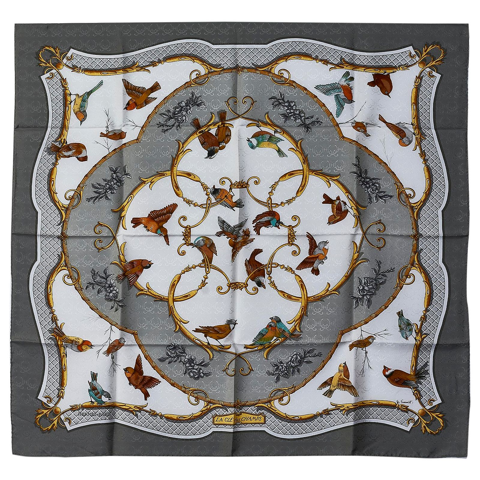 Foulard Hermès La Clé Des Champs 90cm - En Soie, Multicolore, Occasion - Accessoire De Luxe Iconique