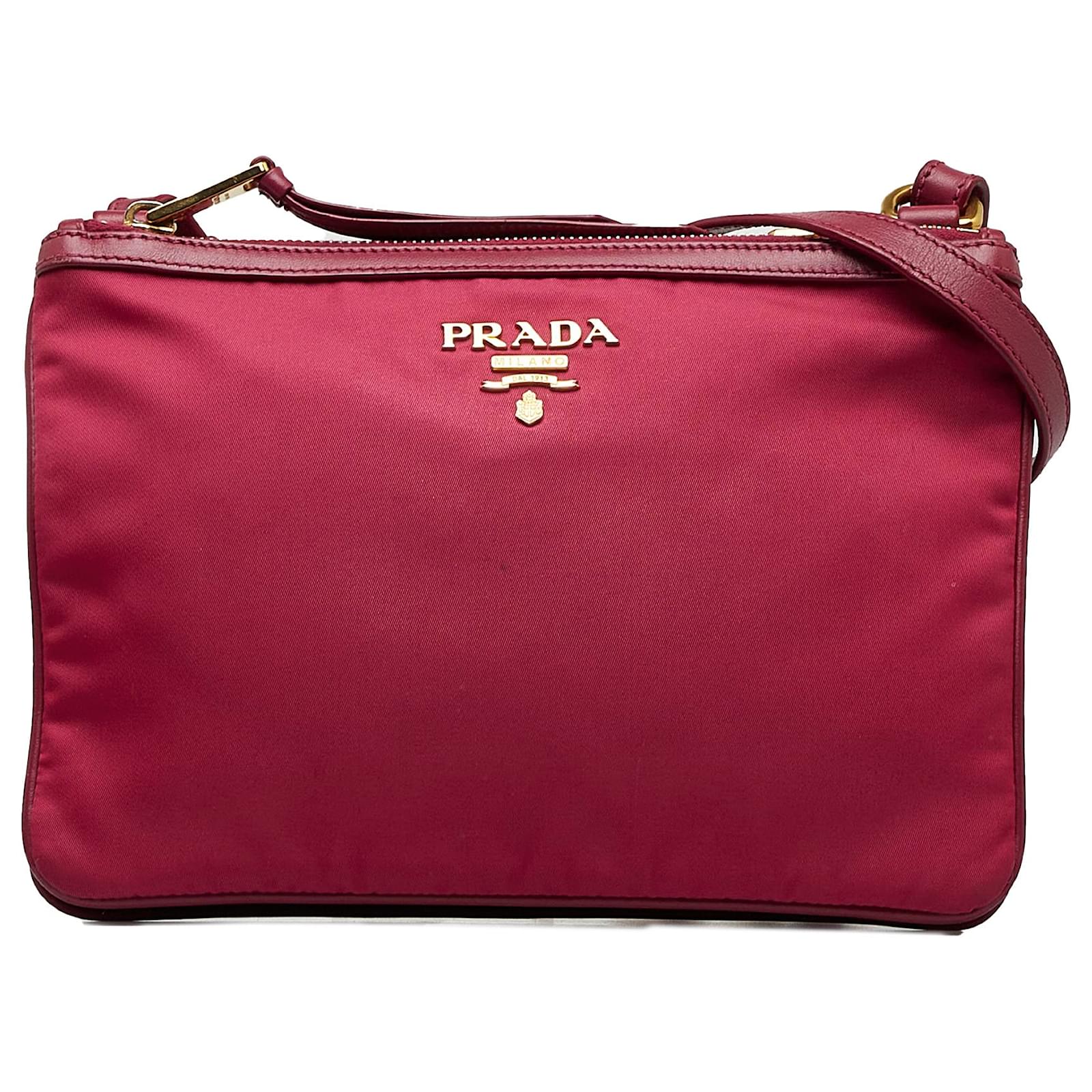 Prada Pink Tessuto Double Zip Crossbody Bag Nylon Cloth ref.1076736 Joli Closet