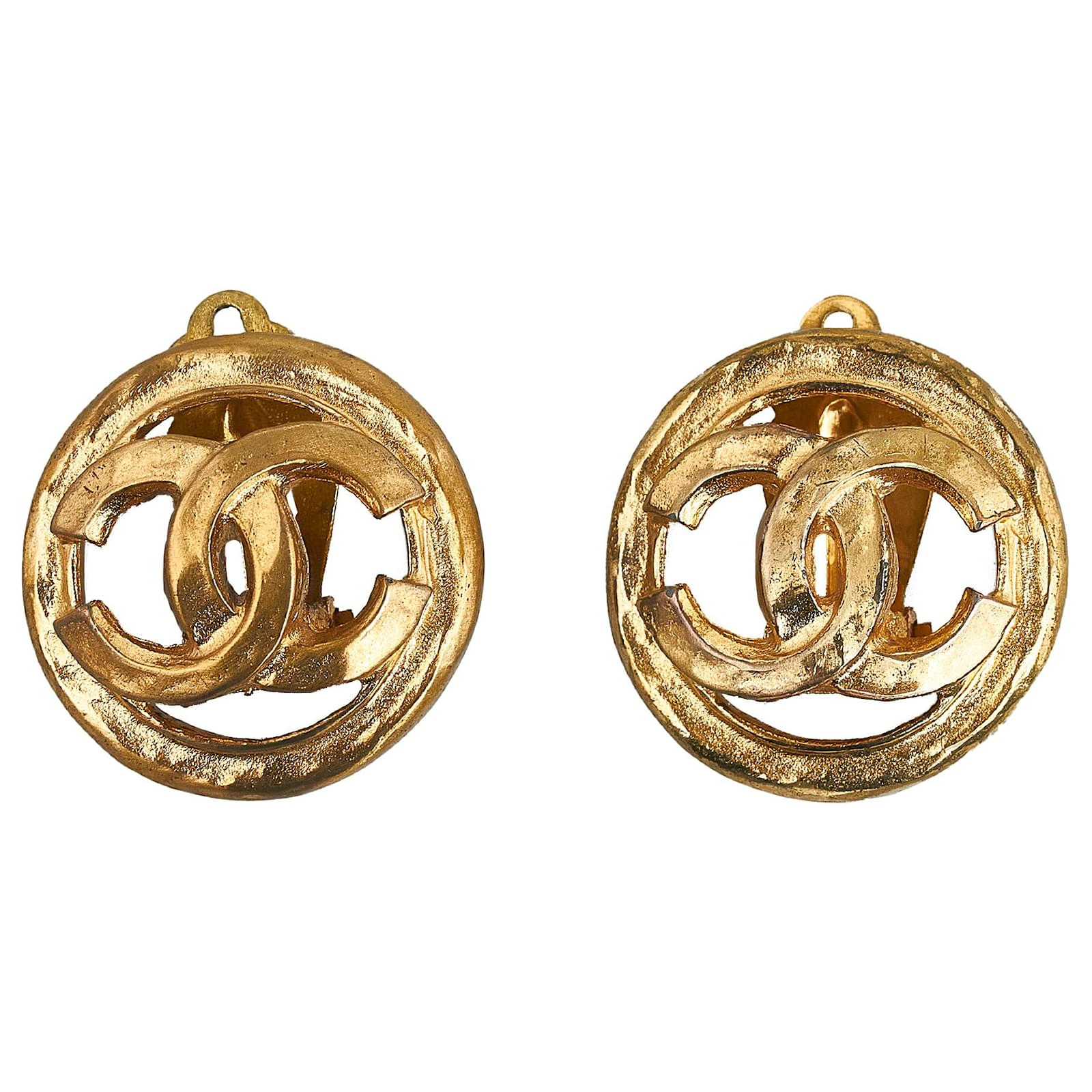 Chanel – CC Crystal Earrings Gold – Queen Station