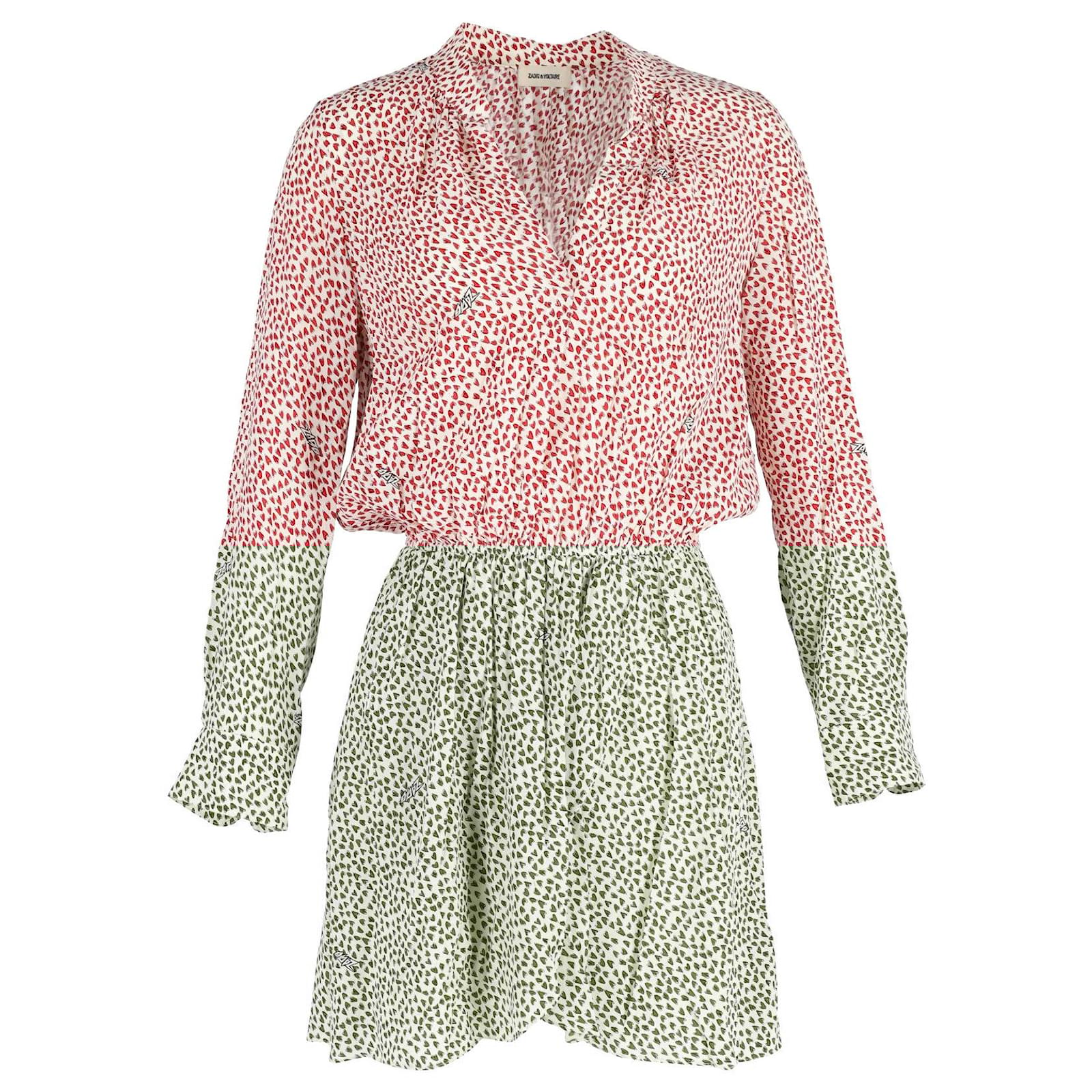 Zadig Voltaire Rinka Heart-Print Dress in Red Silk