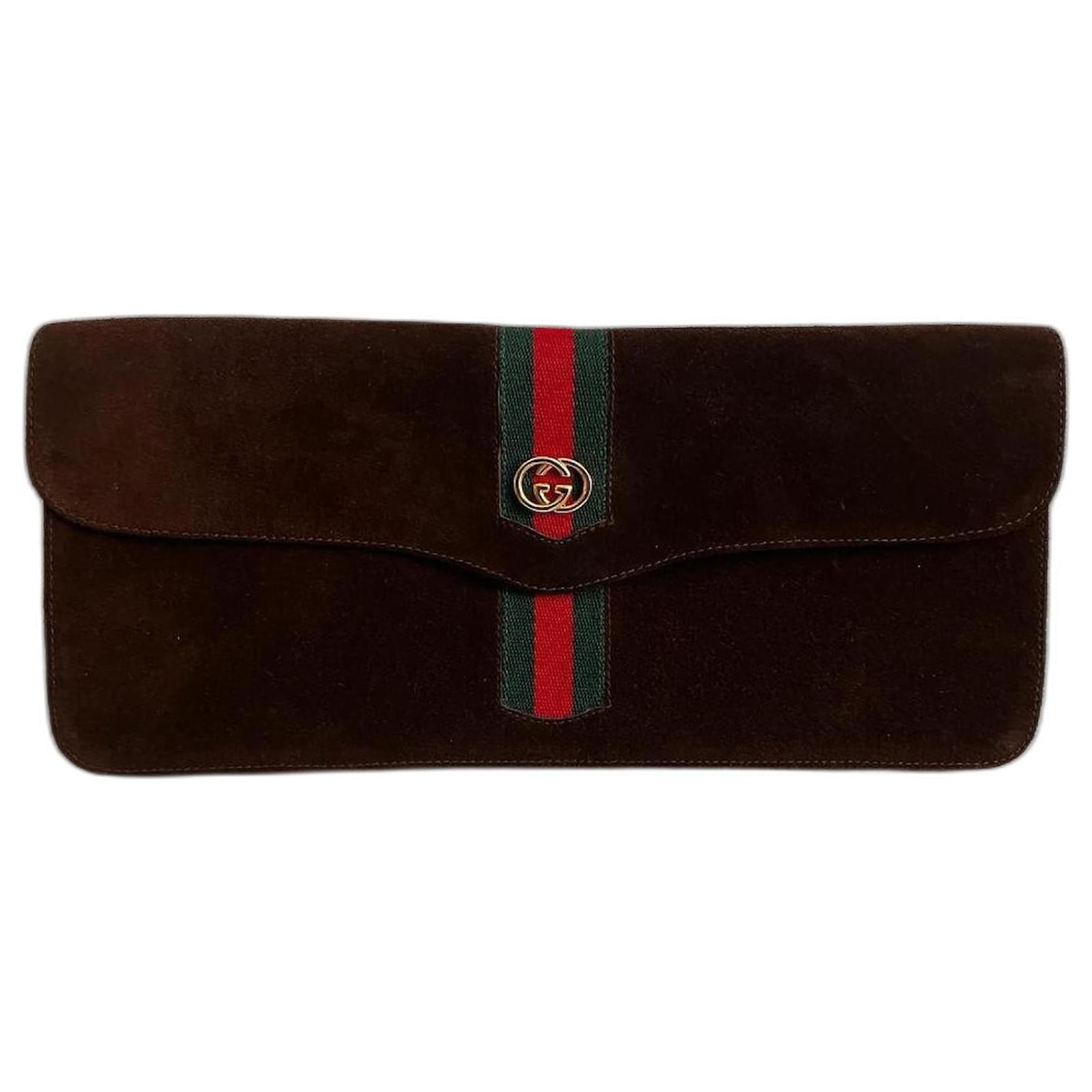 Gucci vintage clutch Brown Suede ref.1079160 Joli Closet