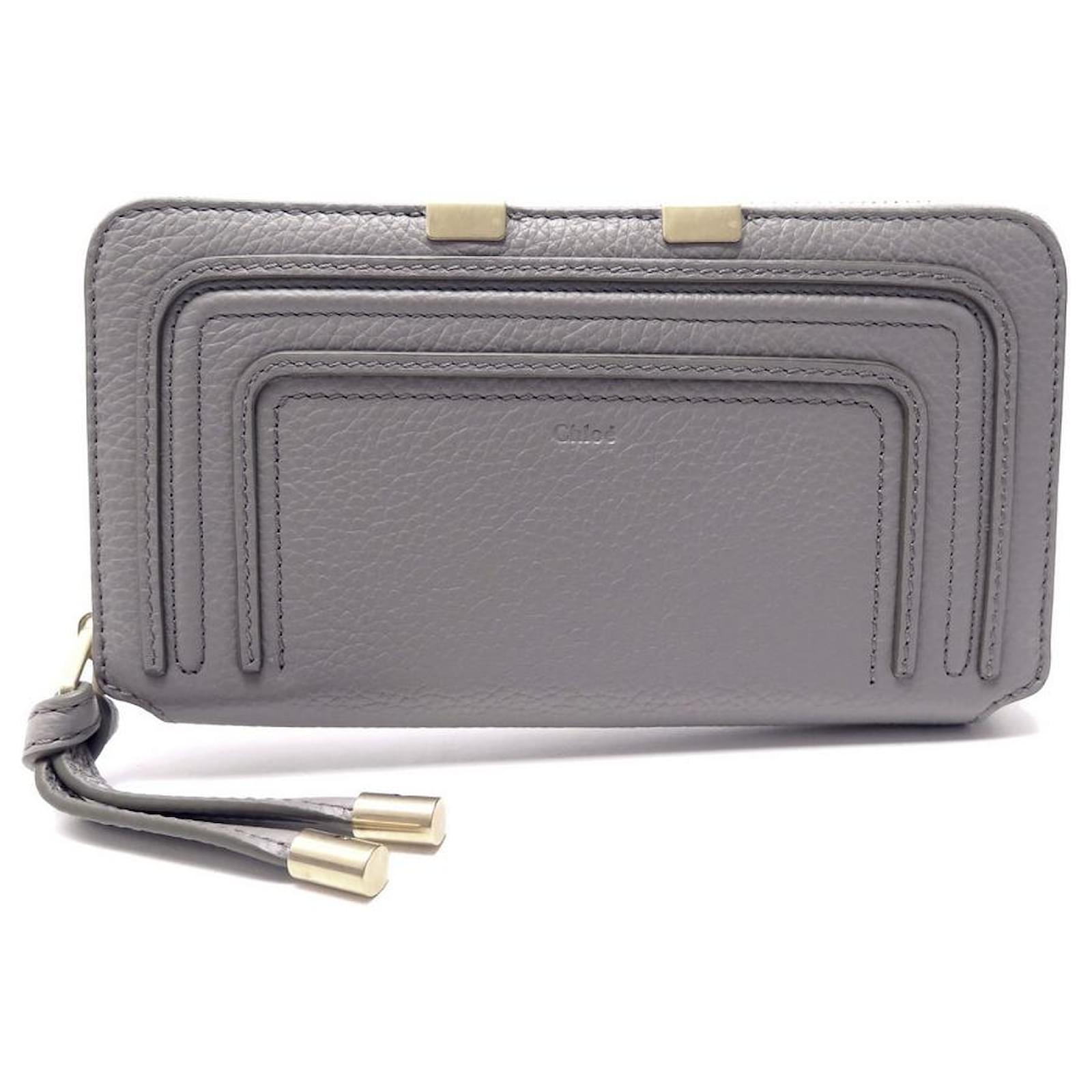 Chloé NEUE CHLOE MARCIE REISSVERSCHLUSSBRIEFTASCHE AUS TAUPE-LEDER