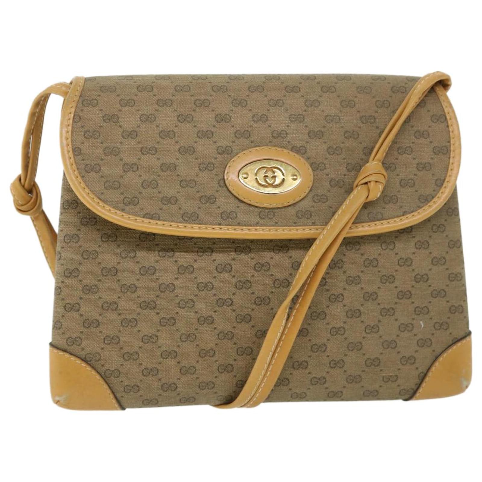 GUCCI Micro GG Canvas Shoulder Bag PVC Leather Beige 007 92 5548 Auth th3994 ref.1079747 Joli Closet