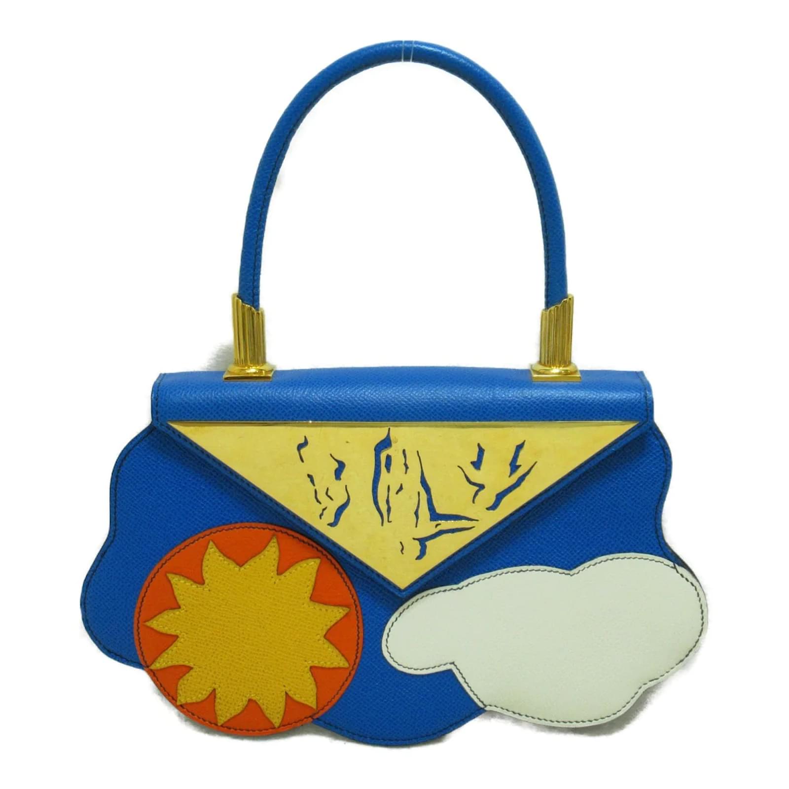 Hermès Epsom Sun & Cloud Handbag Blue Leather Ponystyle calfskin ref