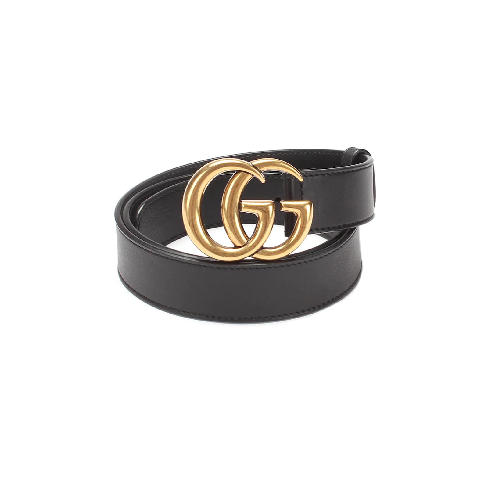 Gucci GG Marmont Leather Belt Black Pony-style calfskin ref.1080156 ...