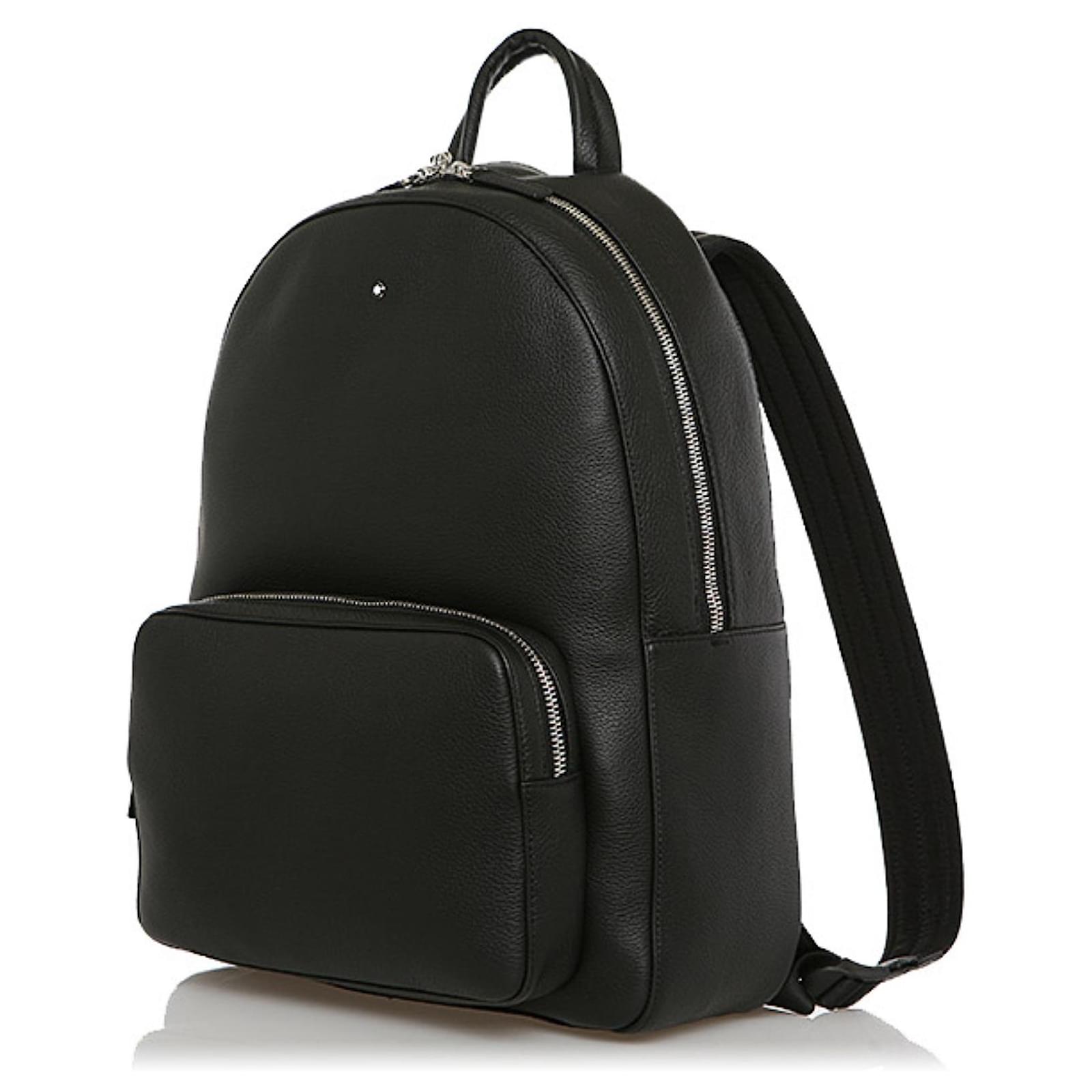 GroBer Montblanc Meisterstuck Rucksack aus weichem genarbtem schwarzem Leder