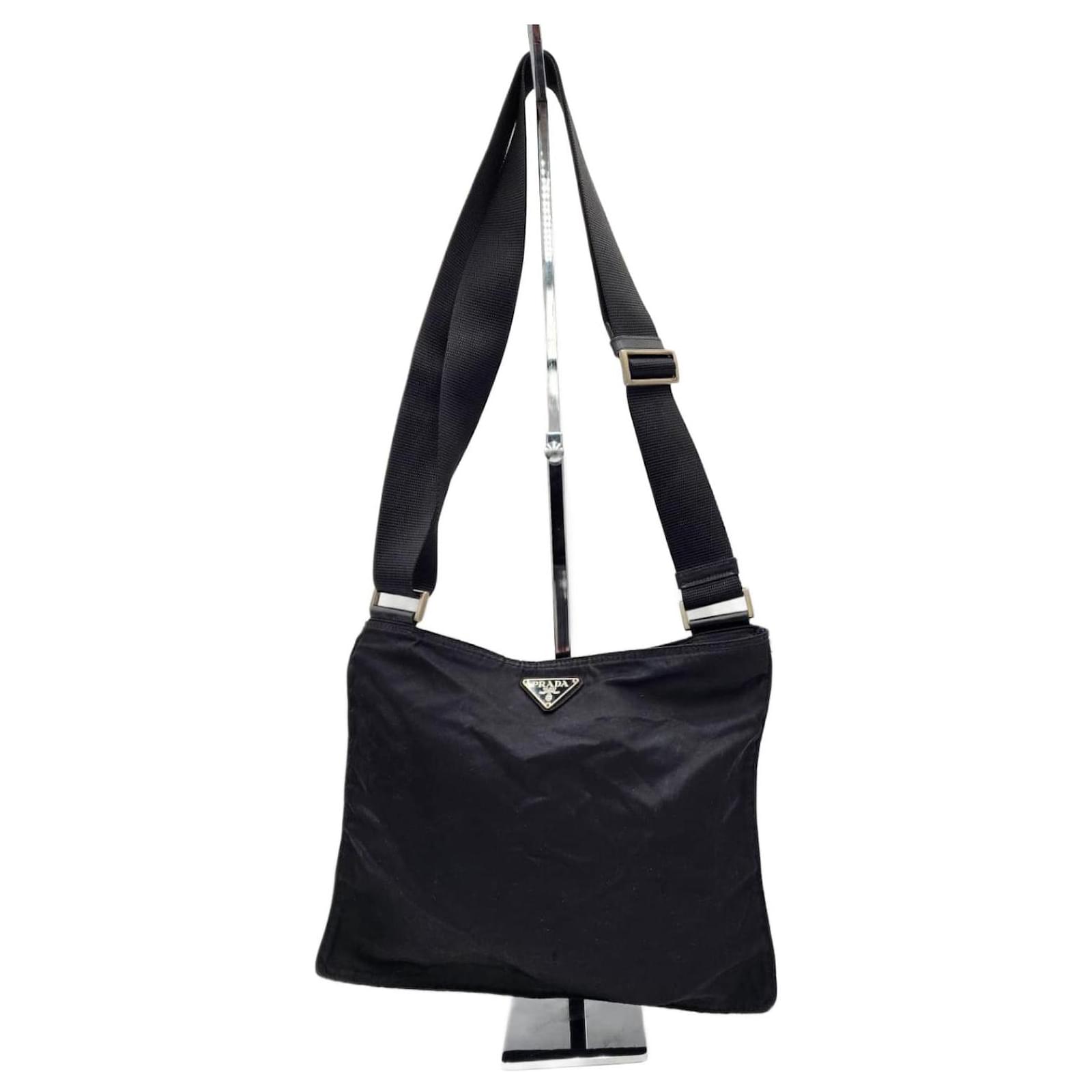 PRADA 25S CROSSBODY BAG 21 IN BLACK NYLON GOLD HARDWARE