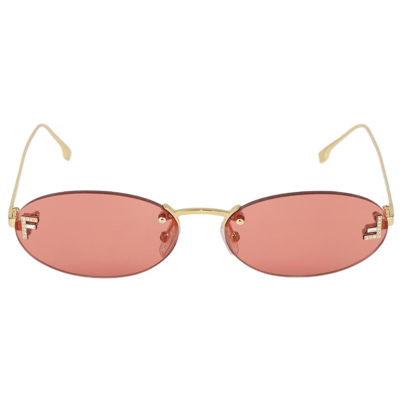 Oculos de sol fendi gatinho rosa com dourado no Shoptime