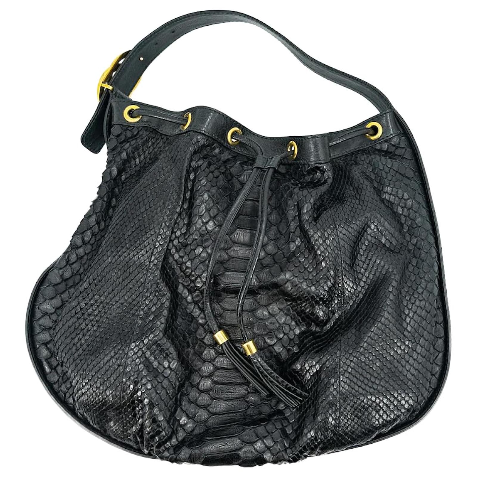 ショルダーバッグ・ポシェット Hobo leather messenger bag BLACK Gucci Drawstrng Leather Hobo Bag 223951 Black Pony-style