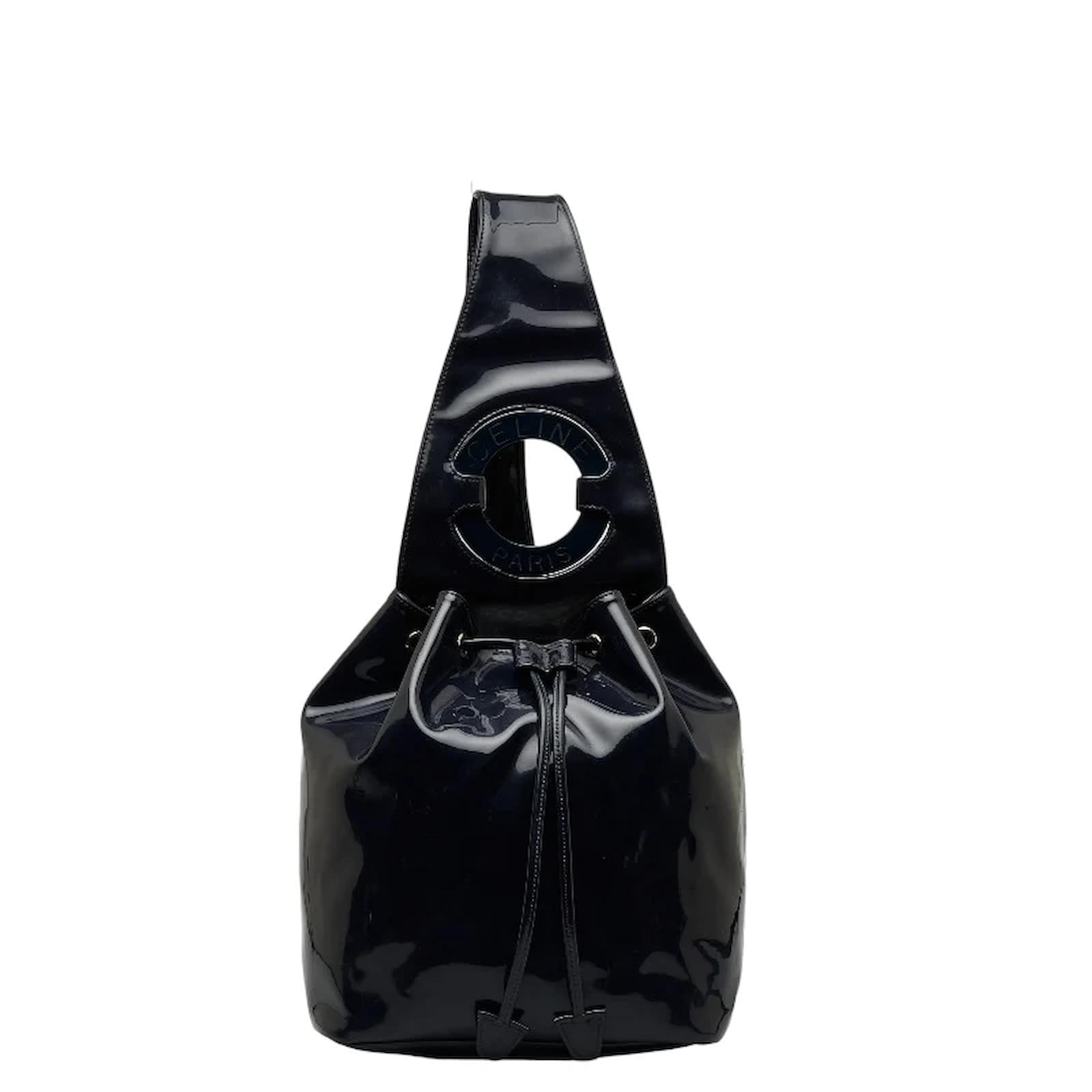 SAC CELINE VINTAGE EN CUIR et VINYLE NOIR / HAND BAG CELINE Good