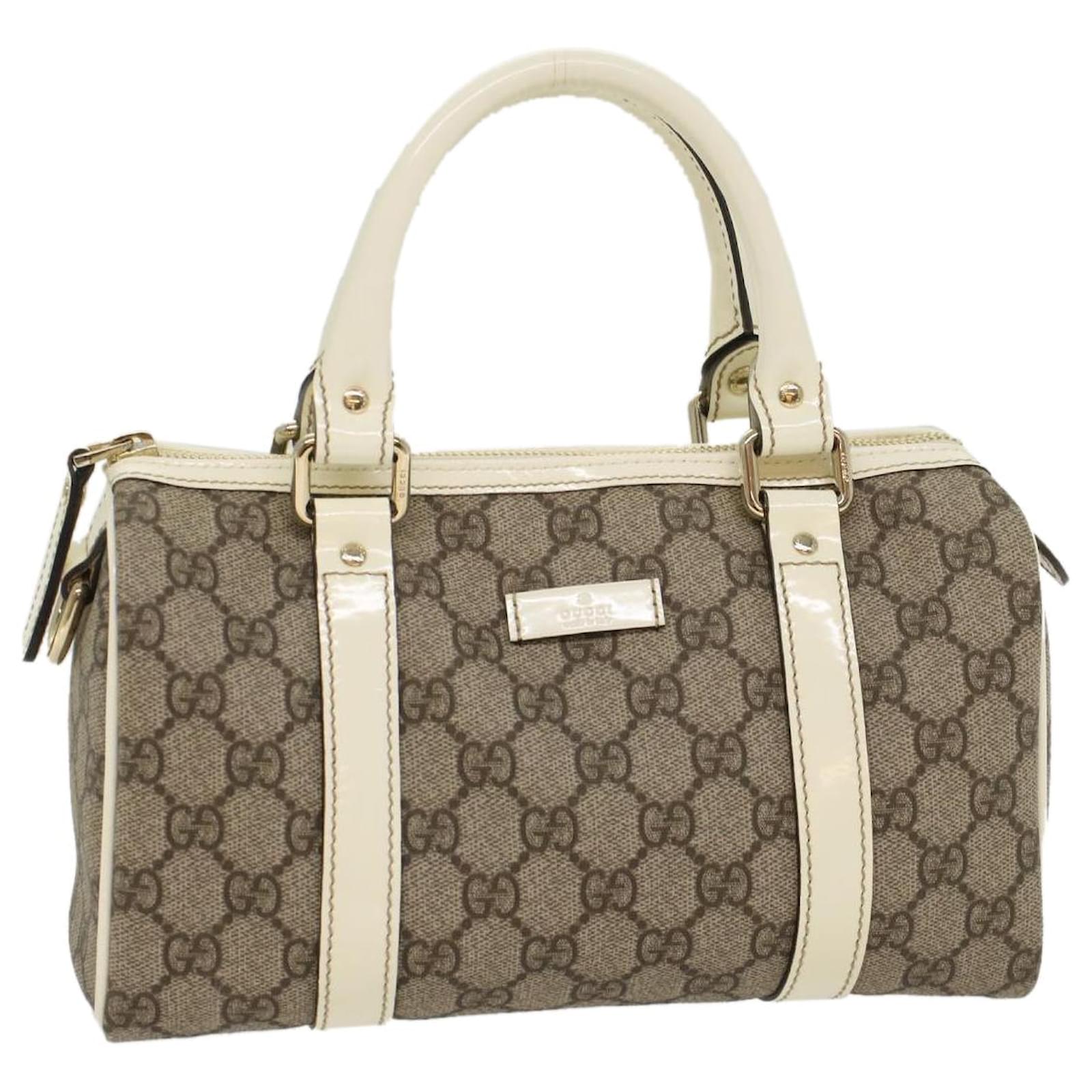 Autêntica bolsa de ombro GUCCI 114915 bege lona couro marrom