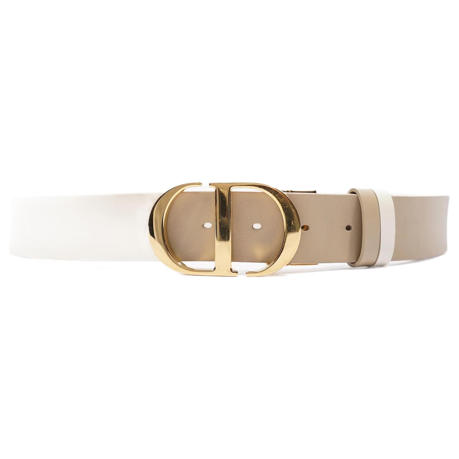 Christian Dior 30 Montaigne Reversible Belt Cream / beige leather