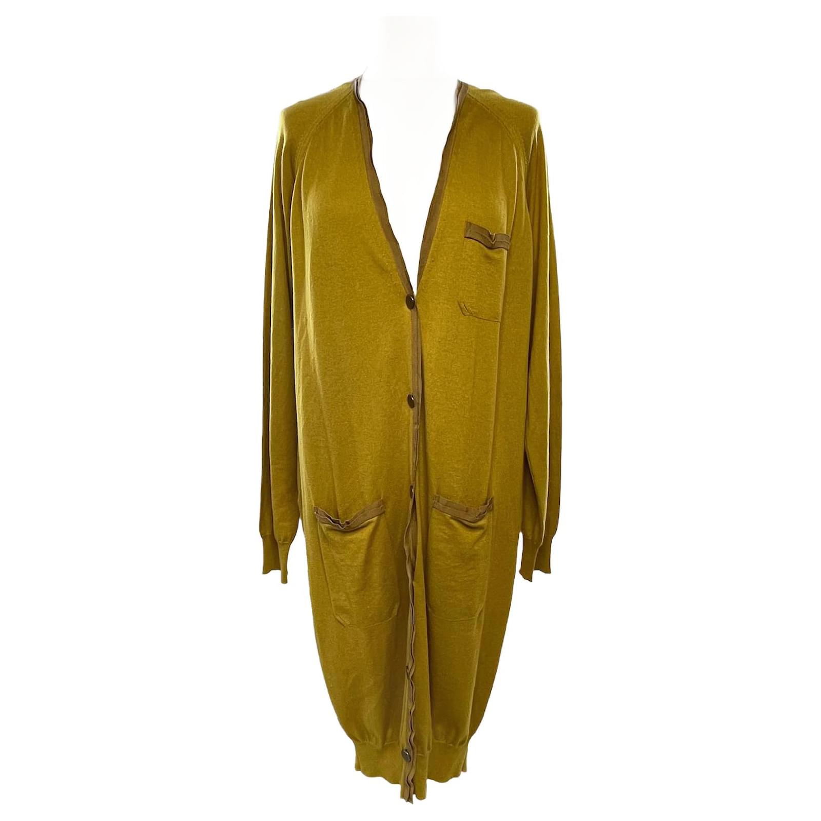 Cardigan Long Jaune Moutarde