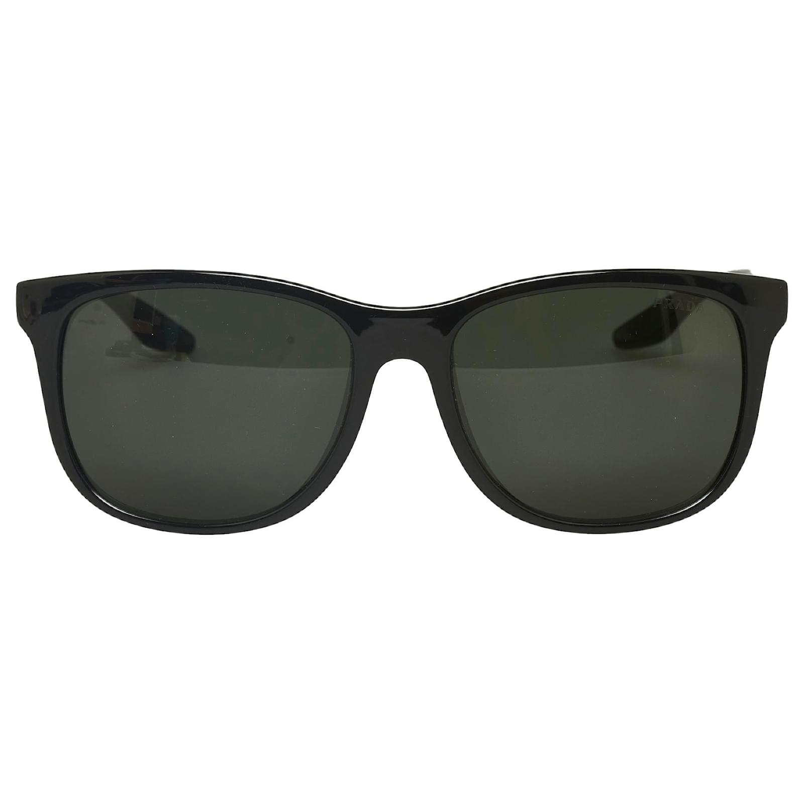 Prada Black Linea Rossa Flask Round Tinted Sunglasses