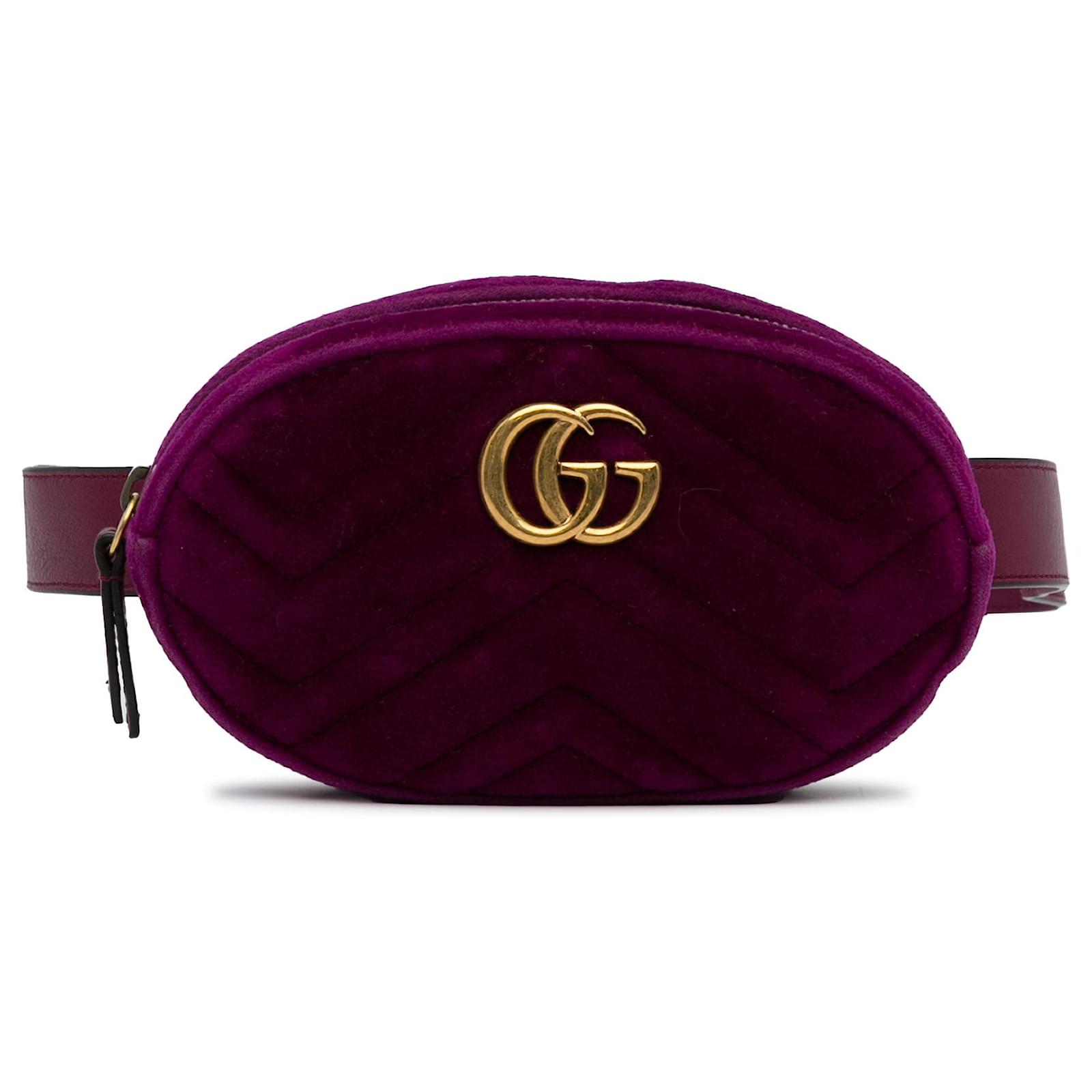 Gucci Purple GG Marmont Velvet Belt Bag Leather Pony style