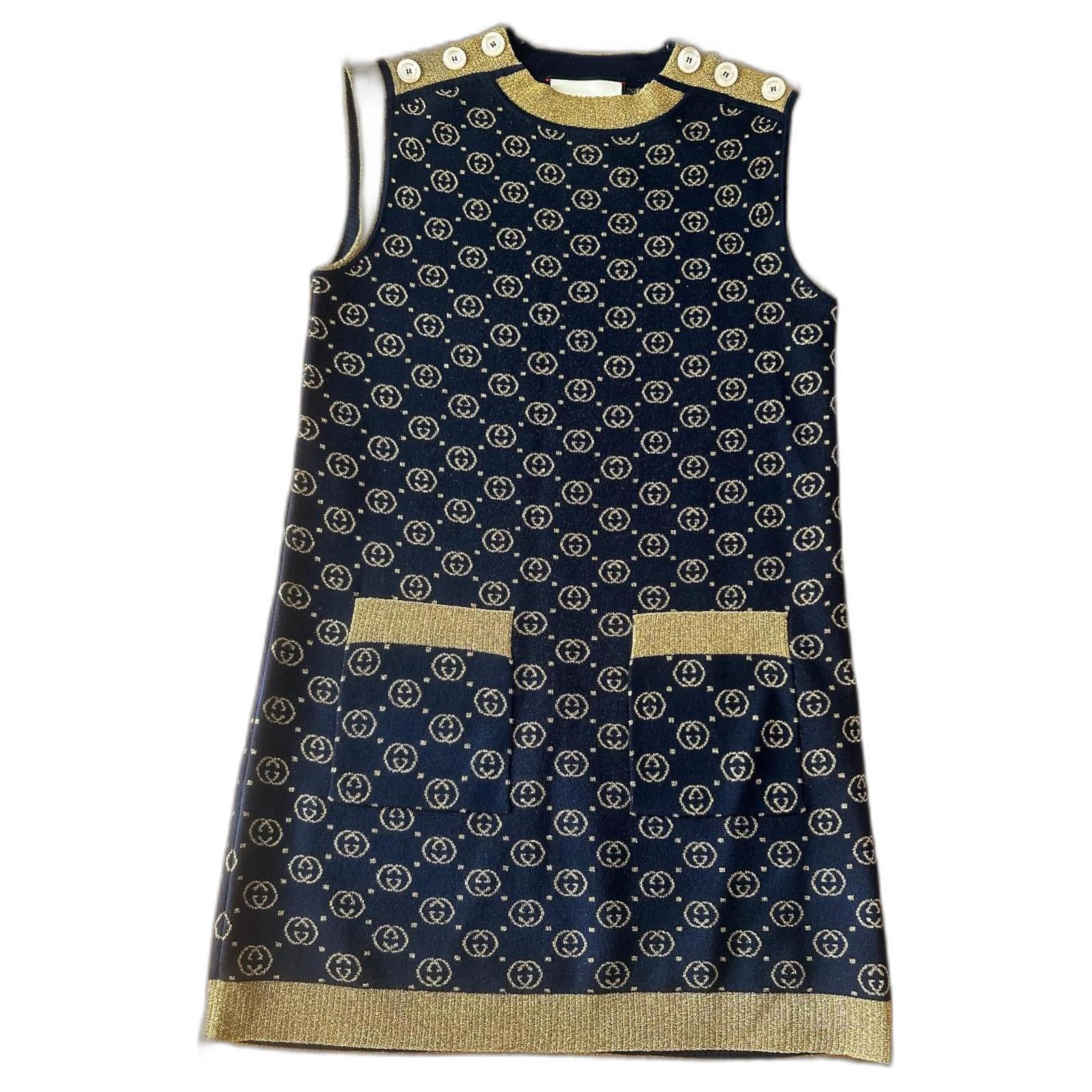 ワンピース GUCCI DARK BLUE WOOL DRESS Denim dress with Horsebit in dark blue | GUCCI® SI