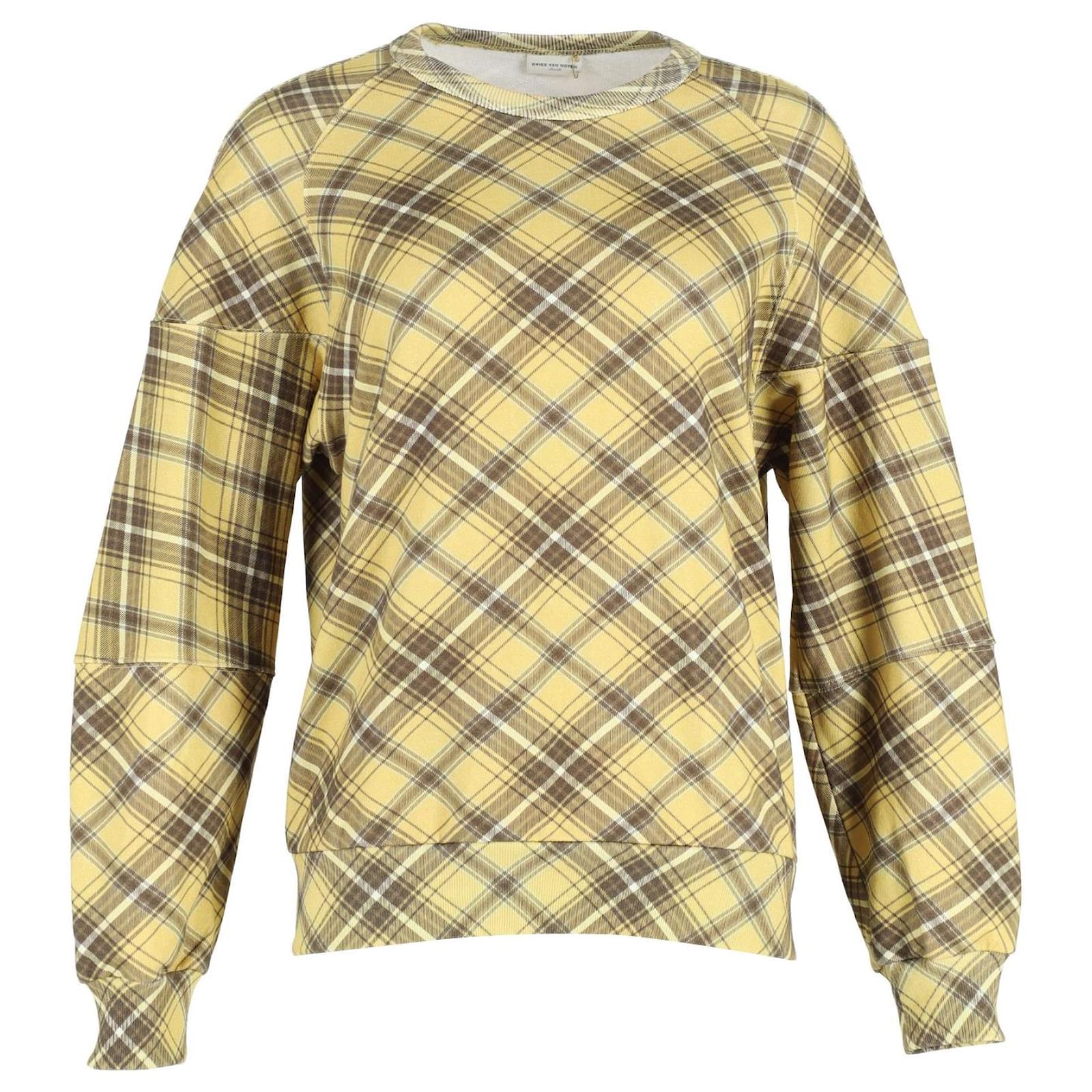 Dries Van Noten Crewneck Sweater in Yellow Cotton ref.1084383