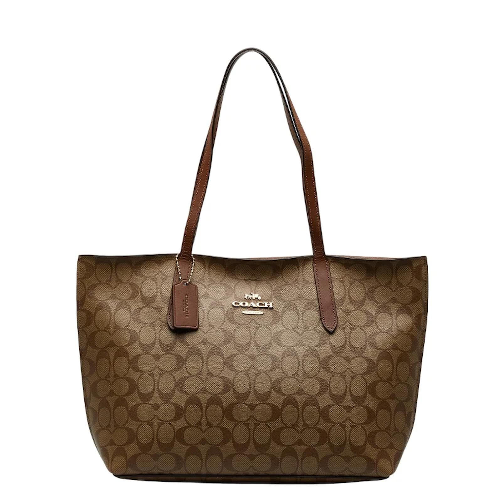 COACH Signature outlet Canvas Brown Avenue Carryall Tote