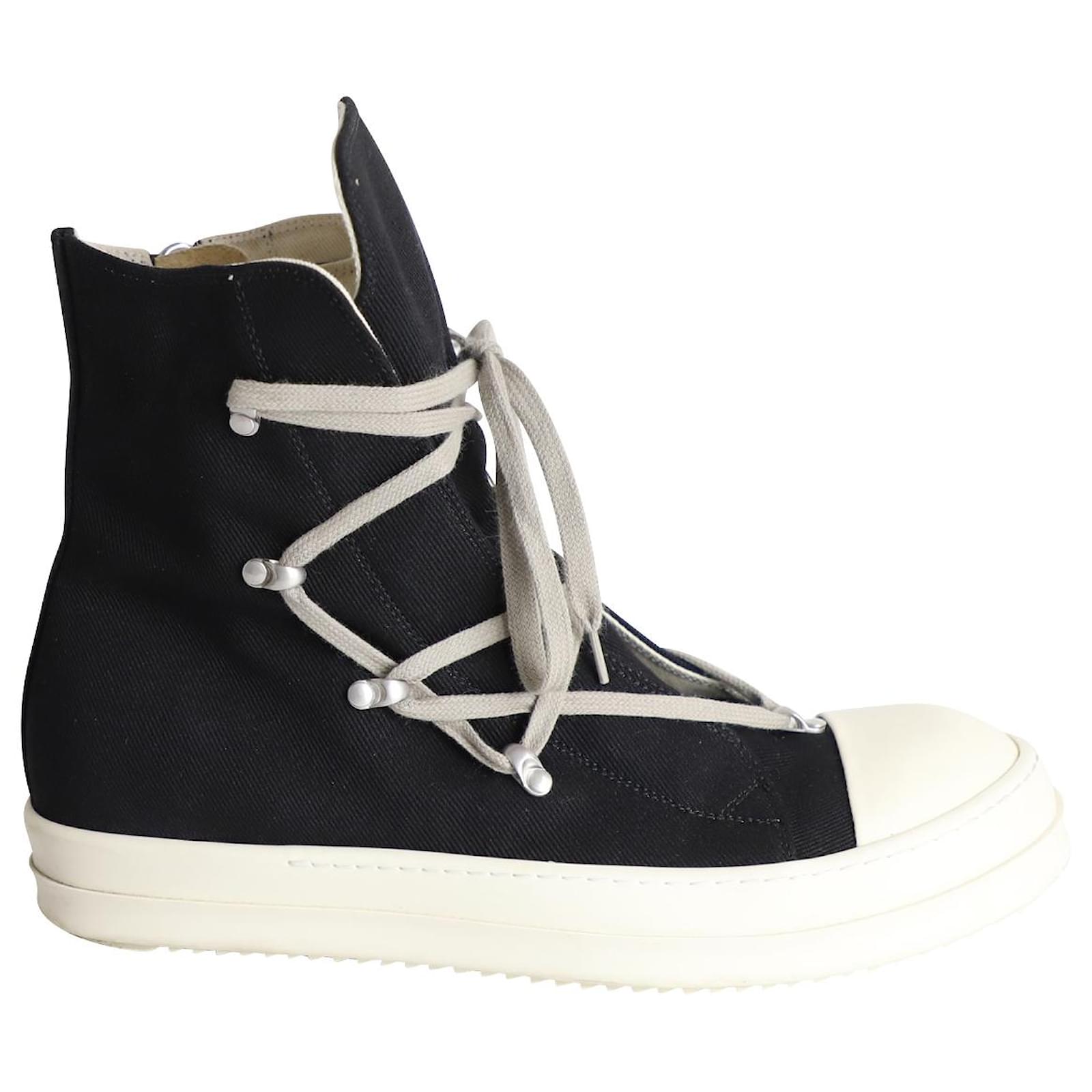 Rick Owens DRKSHDW Strobe Hexa High Top Sneakers in Black Cotton