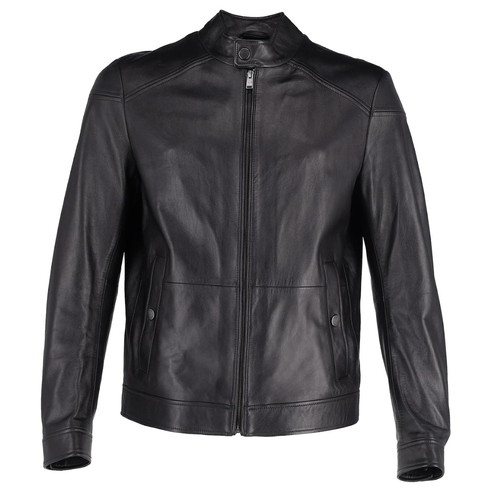 Veste en cuir hugo boss hot sale