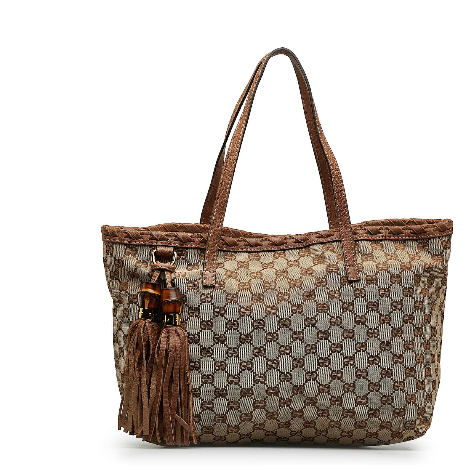 Gucci Purse With Bamboo Tassel Zip Brown Monogram