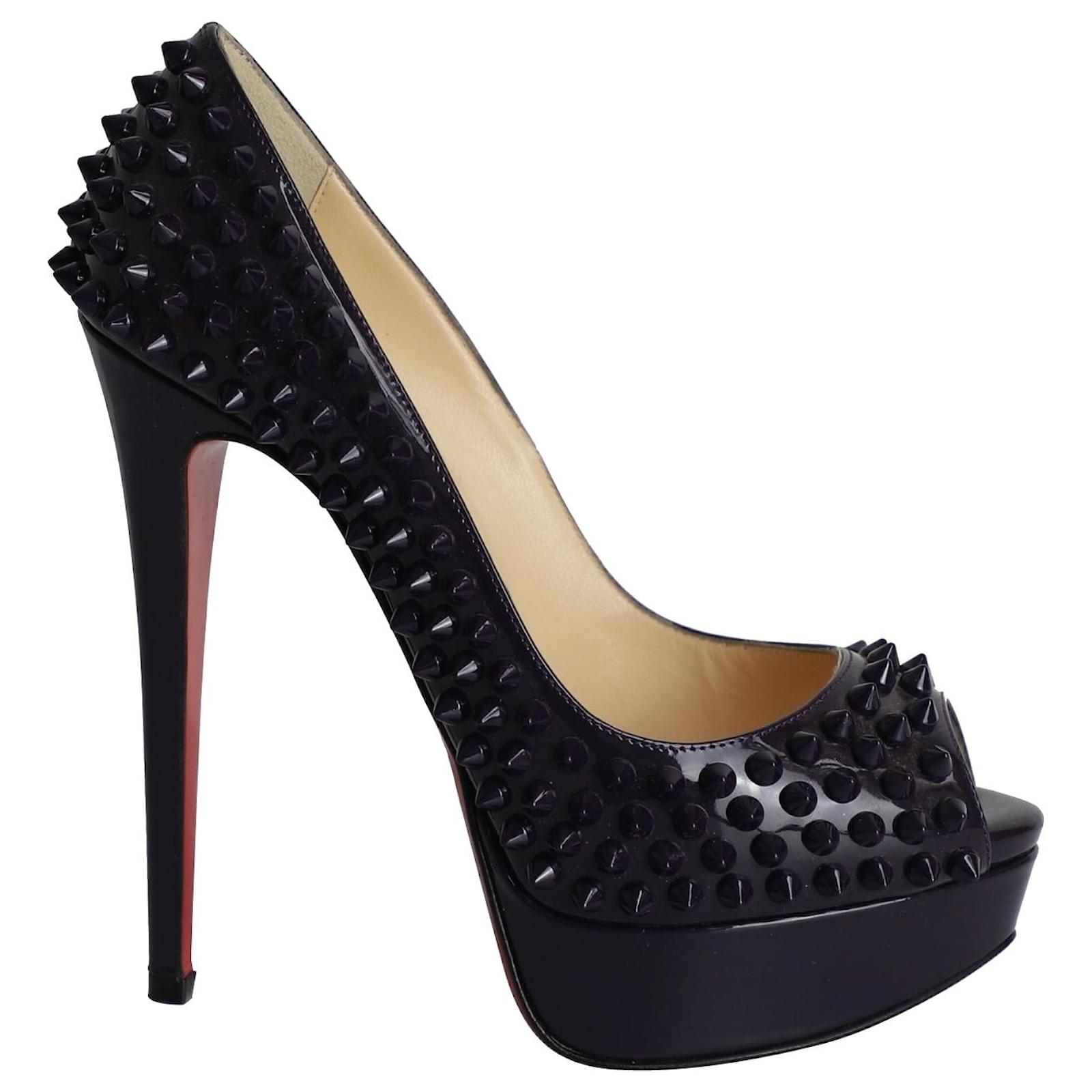 Christian Louboutin Lady Peep Spikes 150 Platform Pumps in Purple Patent  Leather