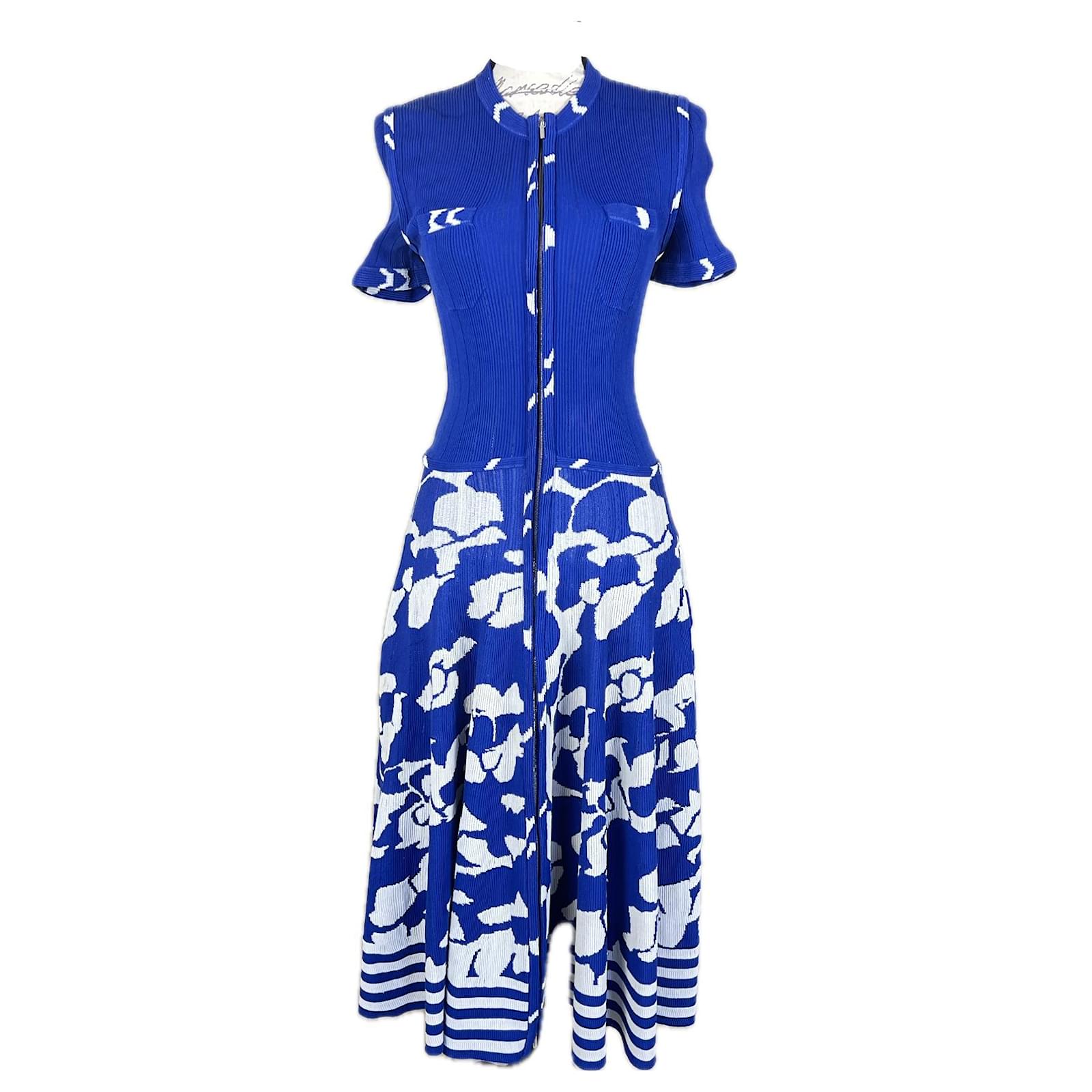 Chanel Iconic Runway Maxi Dress Blue Cotton ref.1086619 - Joli Closet