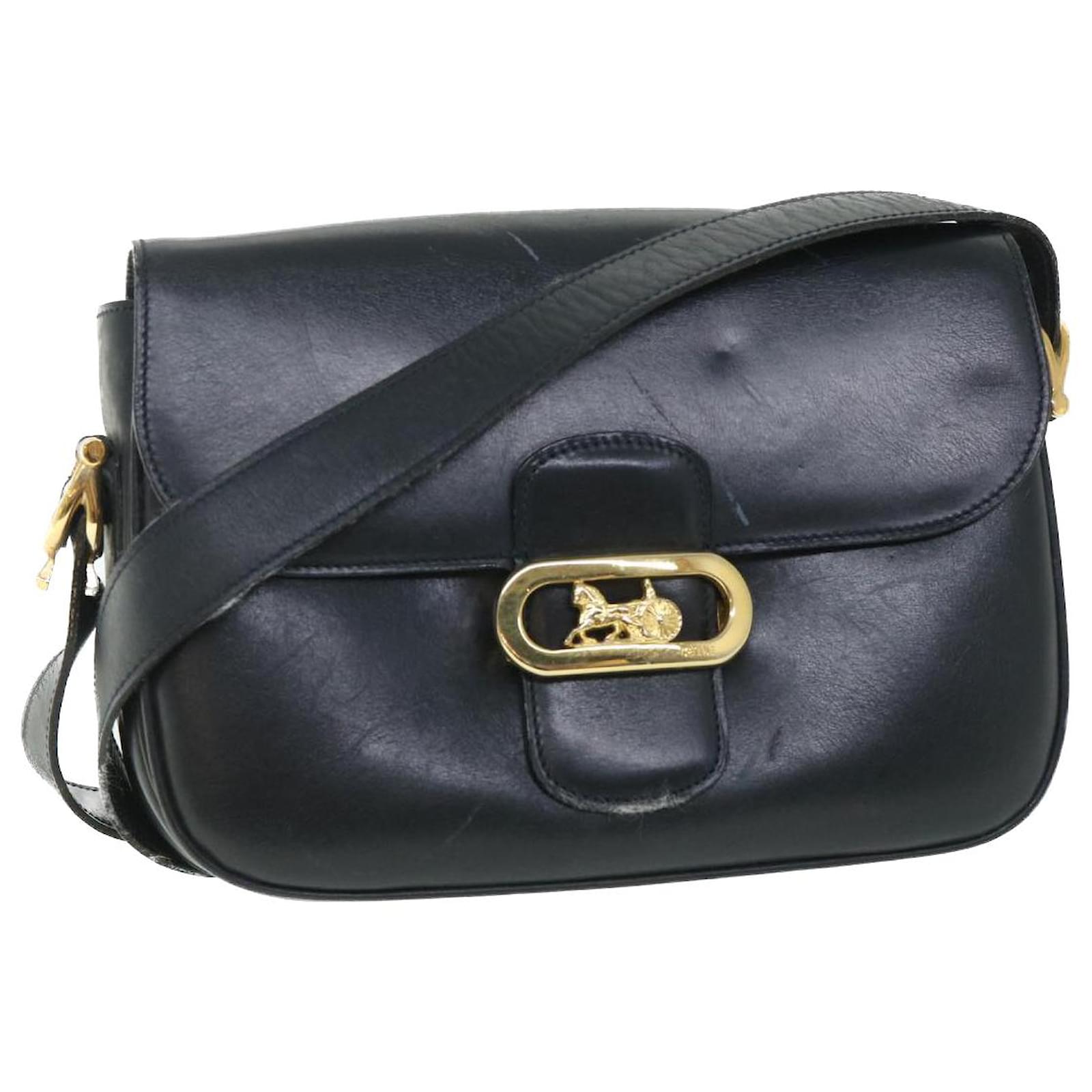 Céline CELINE Shoulder Bag Leather Black Auth 54184 ref