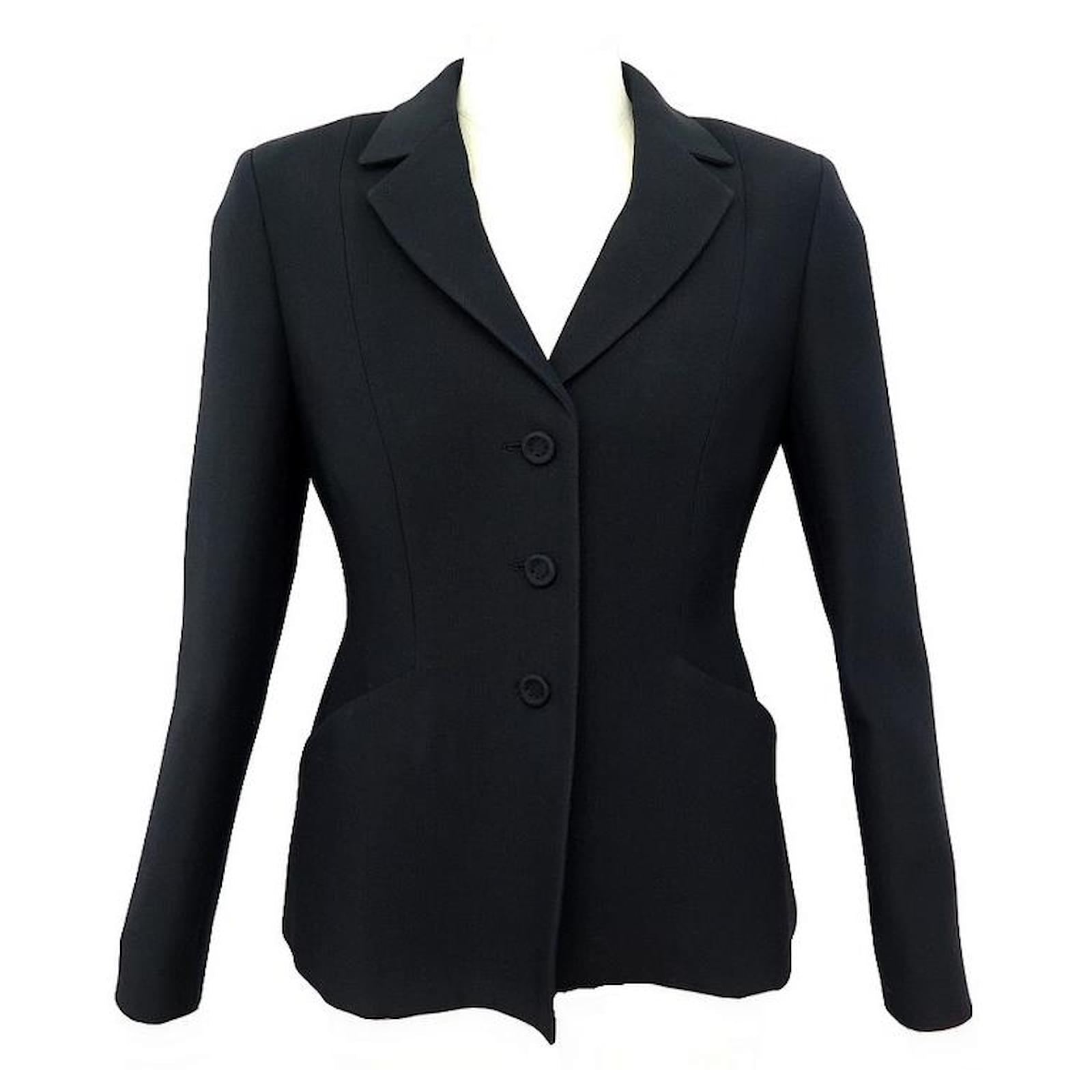 NEW CHRISTIAN DIOR BAR JACKET 30 Montaigne 38 M BLACK WOOL