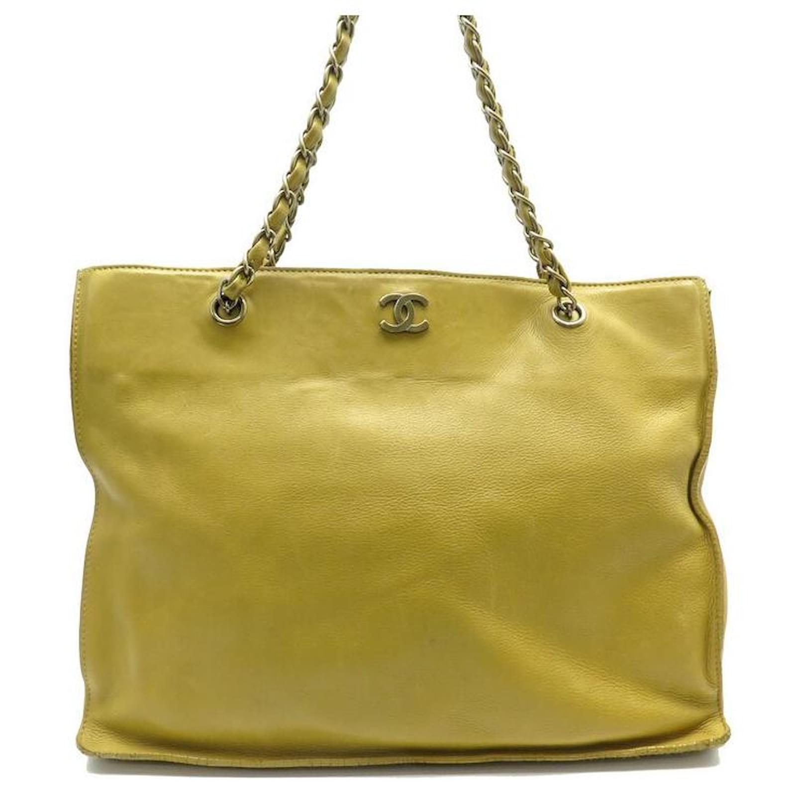 Chanel yellow discount tote bag