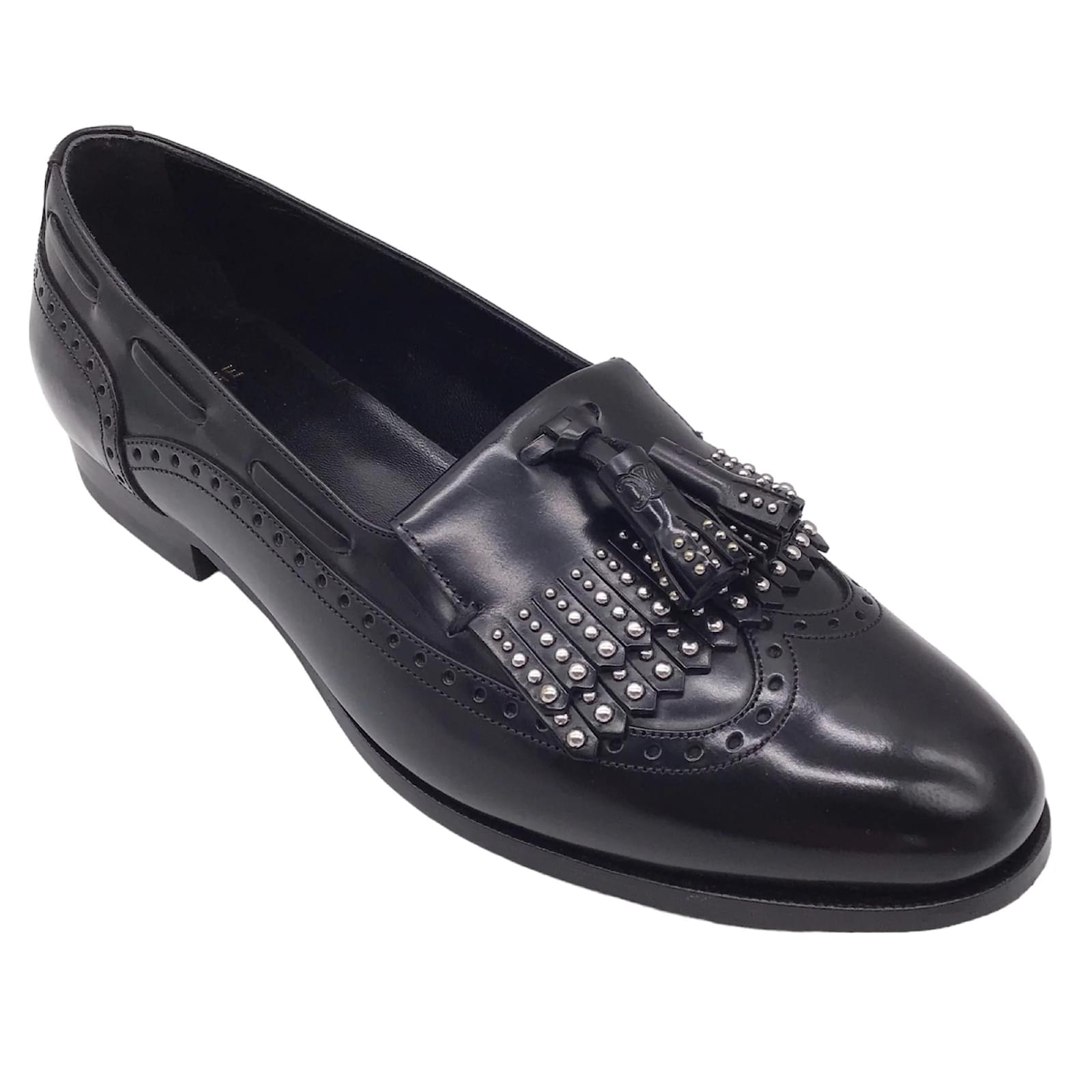 Mens silver clearance studded loafers