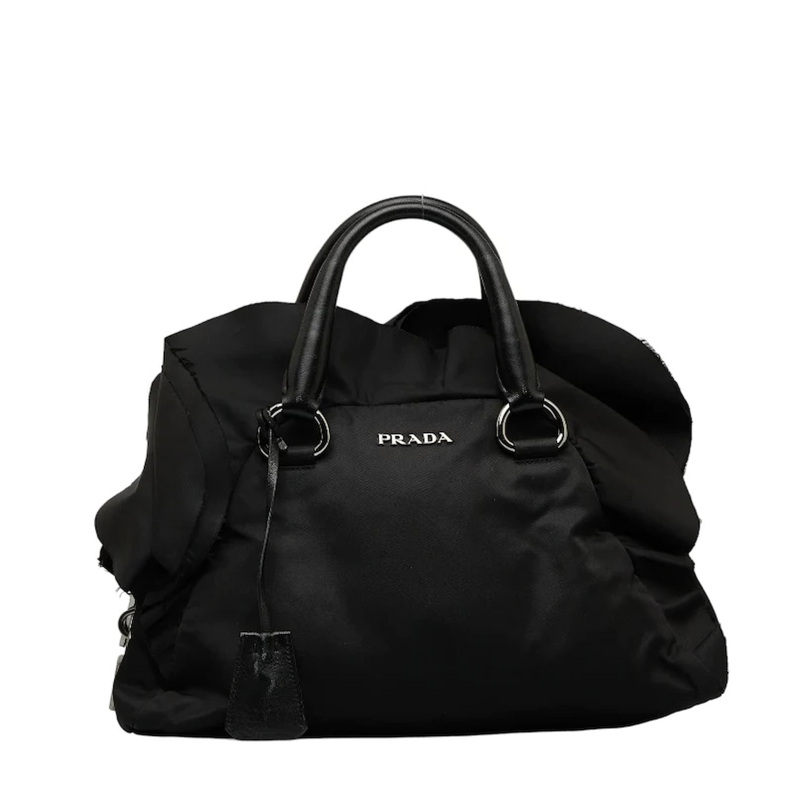 Prada Tessuto Ruffle Bauletto Black Cloth ref.1089343 Joli Closet