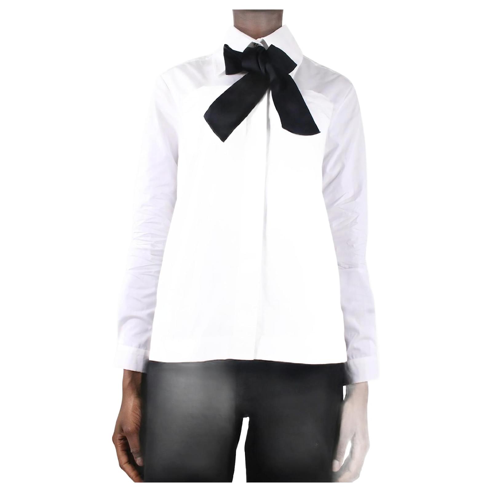 Chanel Camisa branca com gravata - tamanho FR 34 Branco Algodão ref.1090352  - Joli Closet