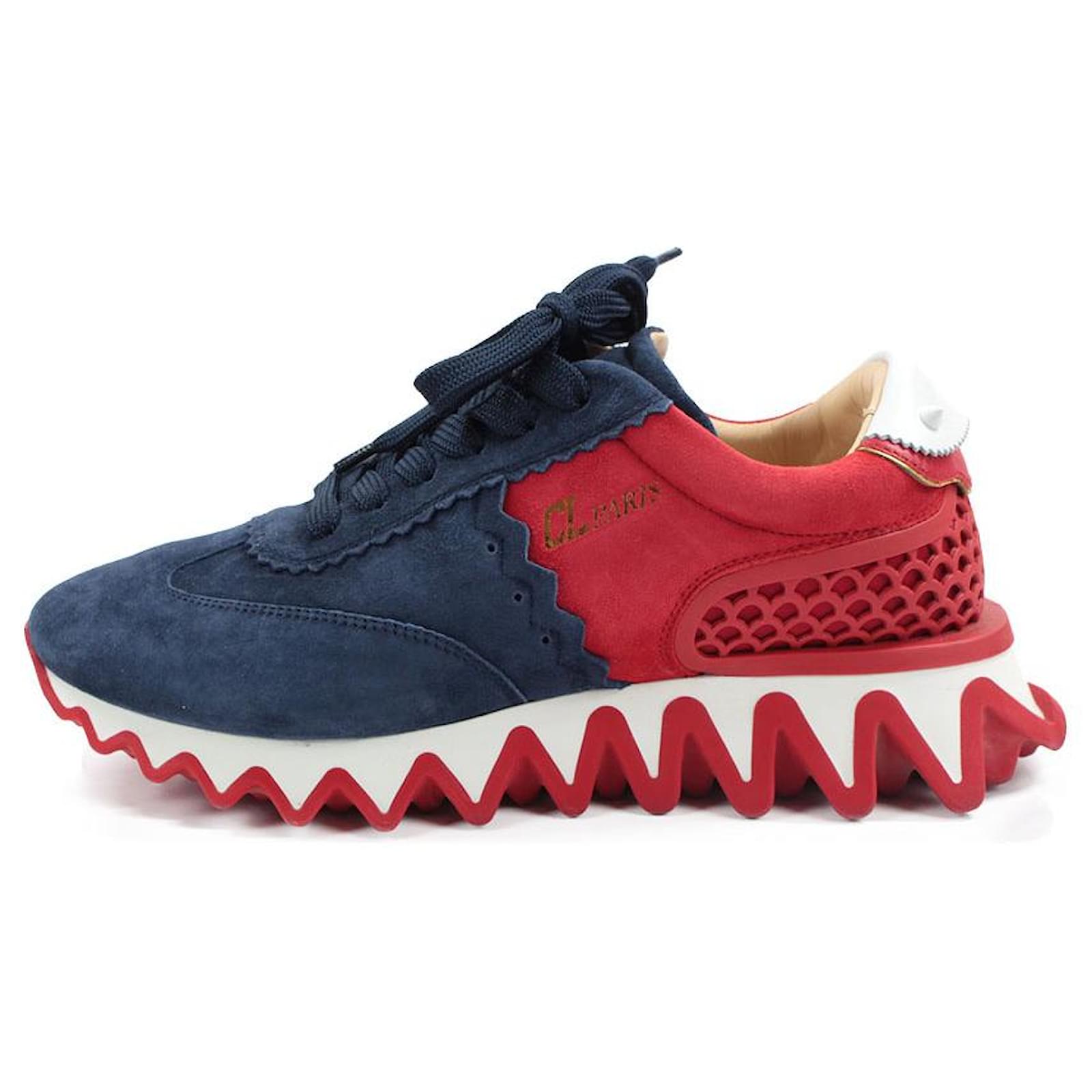 Christian Louboutin Basket Velours Rouge Bleu Marine ref.1091594